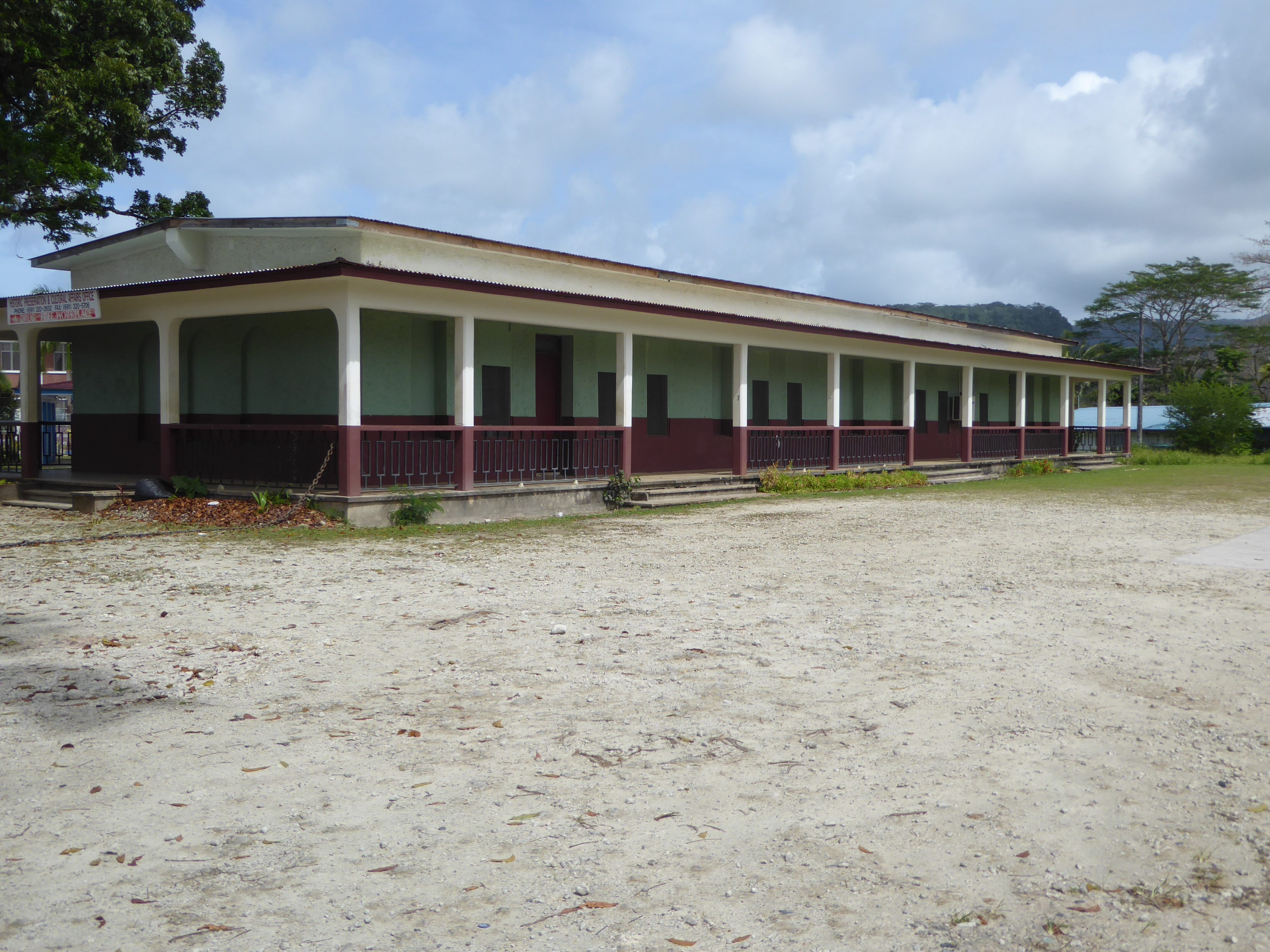 In the days of the Trust Territory, this was the Pohnpei State Hospital; now it houses the government's heritage protection unit. Did the Am