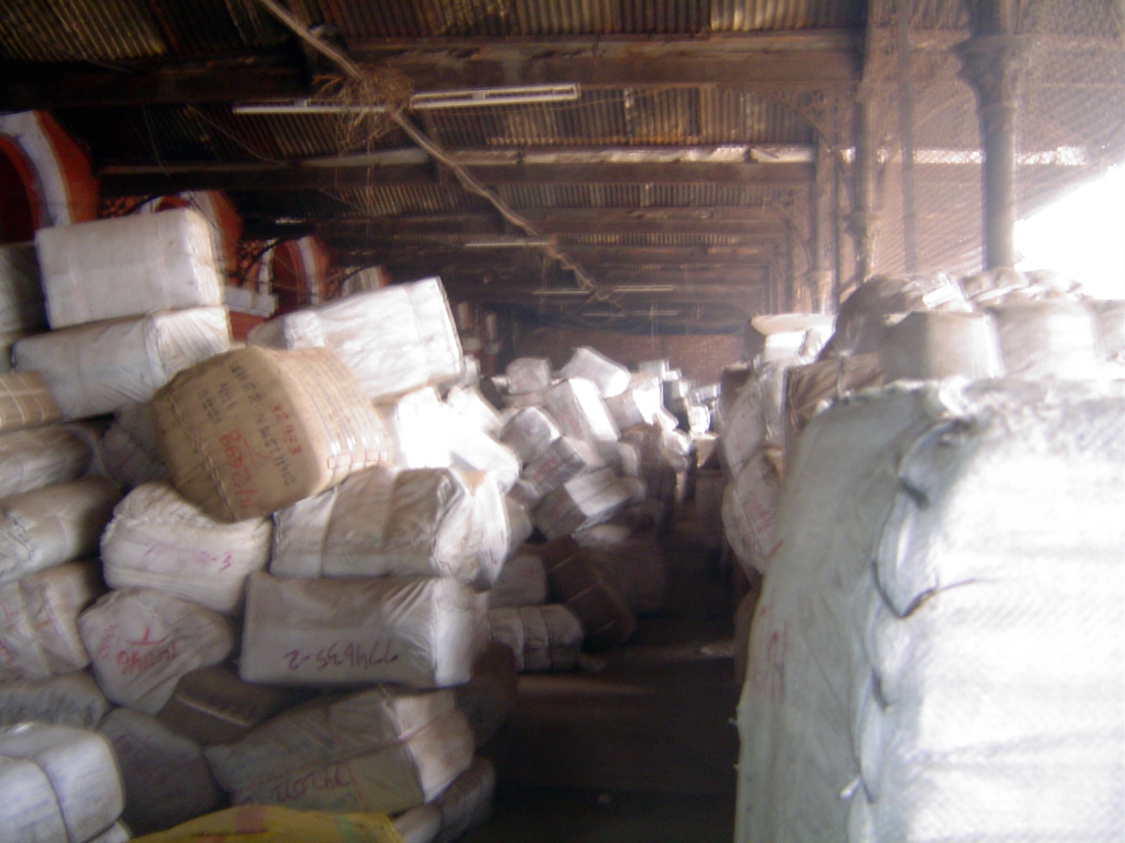 Jumbled bales of cloth.