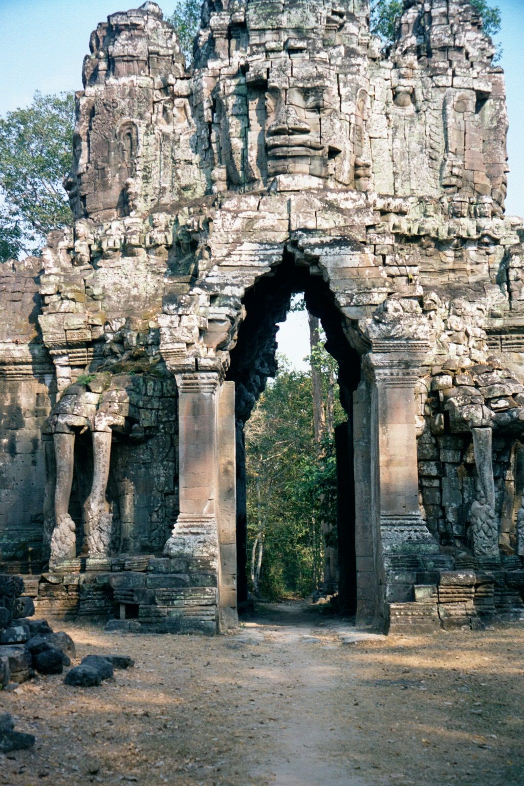 Paved and heavily used roads pass through the South, North, and Victory gates, but the East Gate, shown here, is little used; nor is the Wes