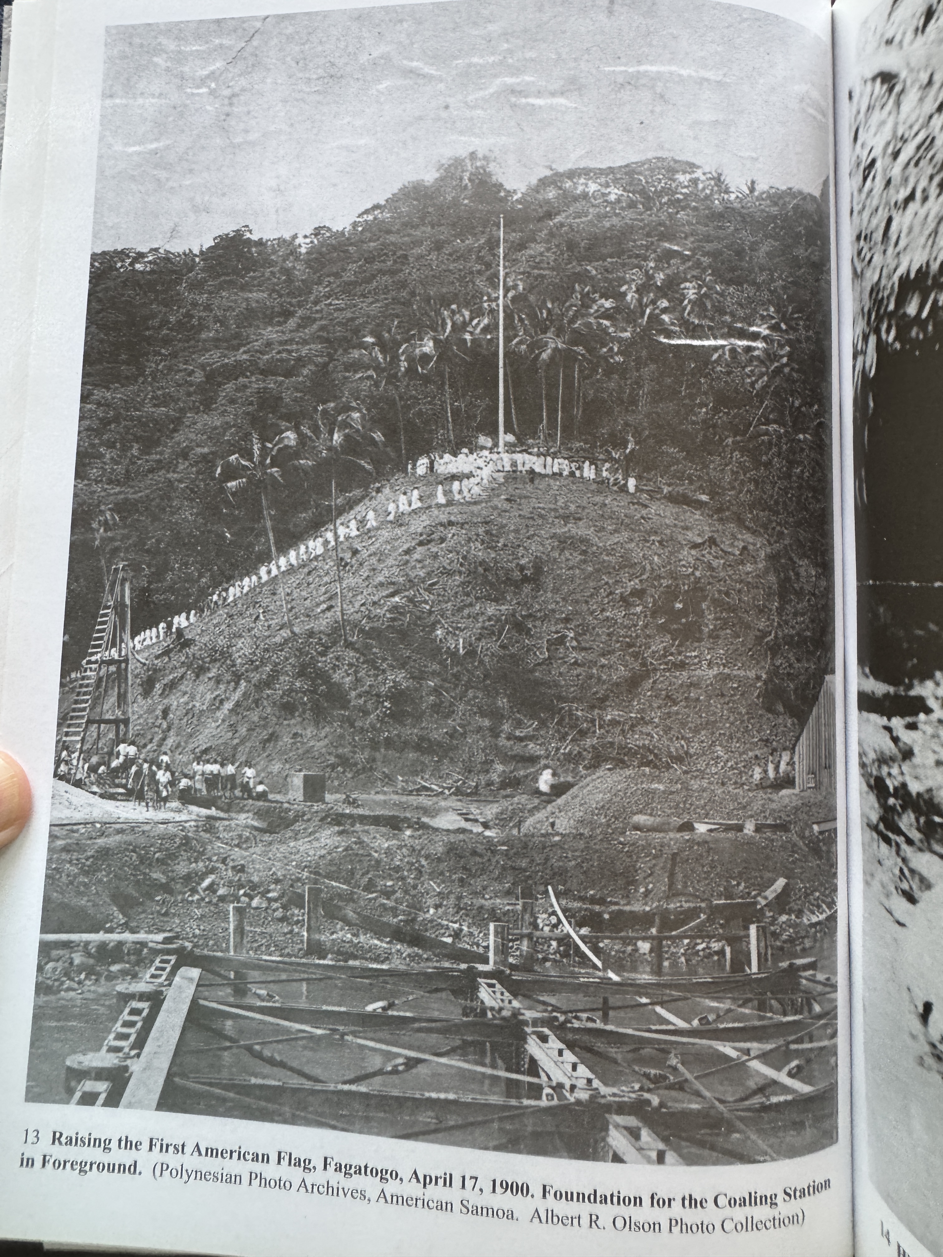 A ceremonial first-raising of the American flag, 1900.  Joseph Kennedy, The Tropical Frontier; America's South Sea Colony, 2009,  following