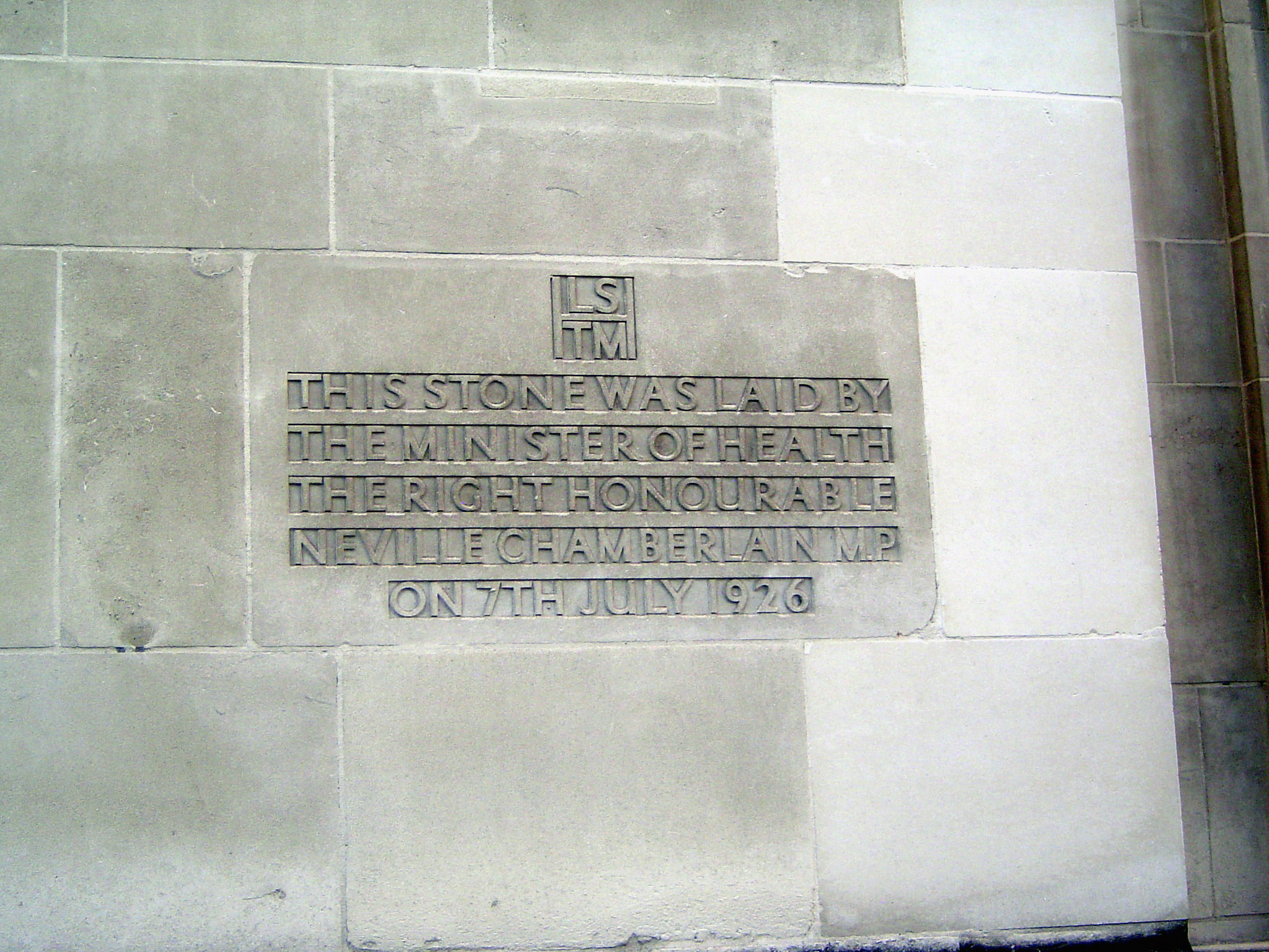 One of Neville Chamberlain's better moments. The school was funded in part by the Rockefeller Foundation.