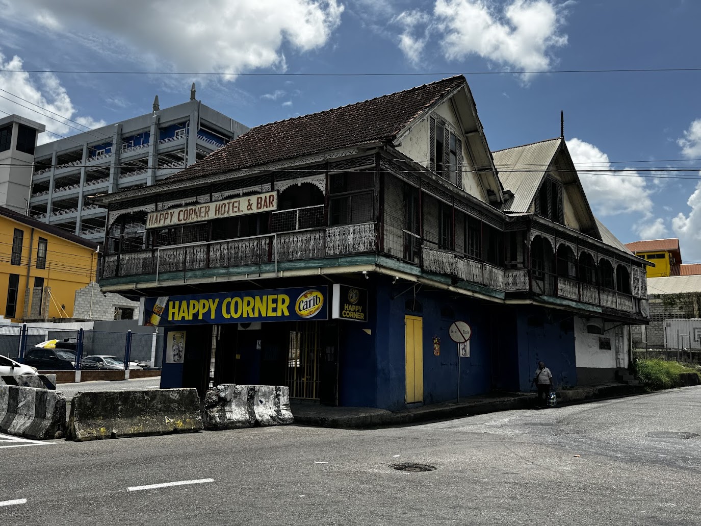 Before we look at new buildings, here are some old-timers in San Fernando.  The Happy Corner Hotel and bar has been in operation near the Sa