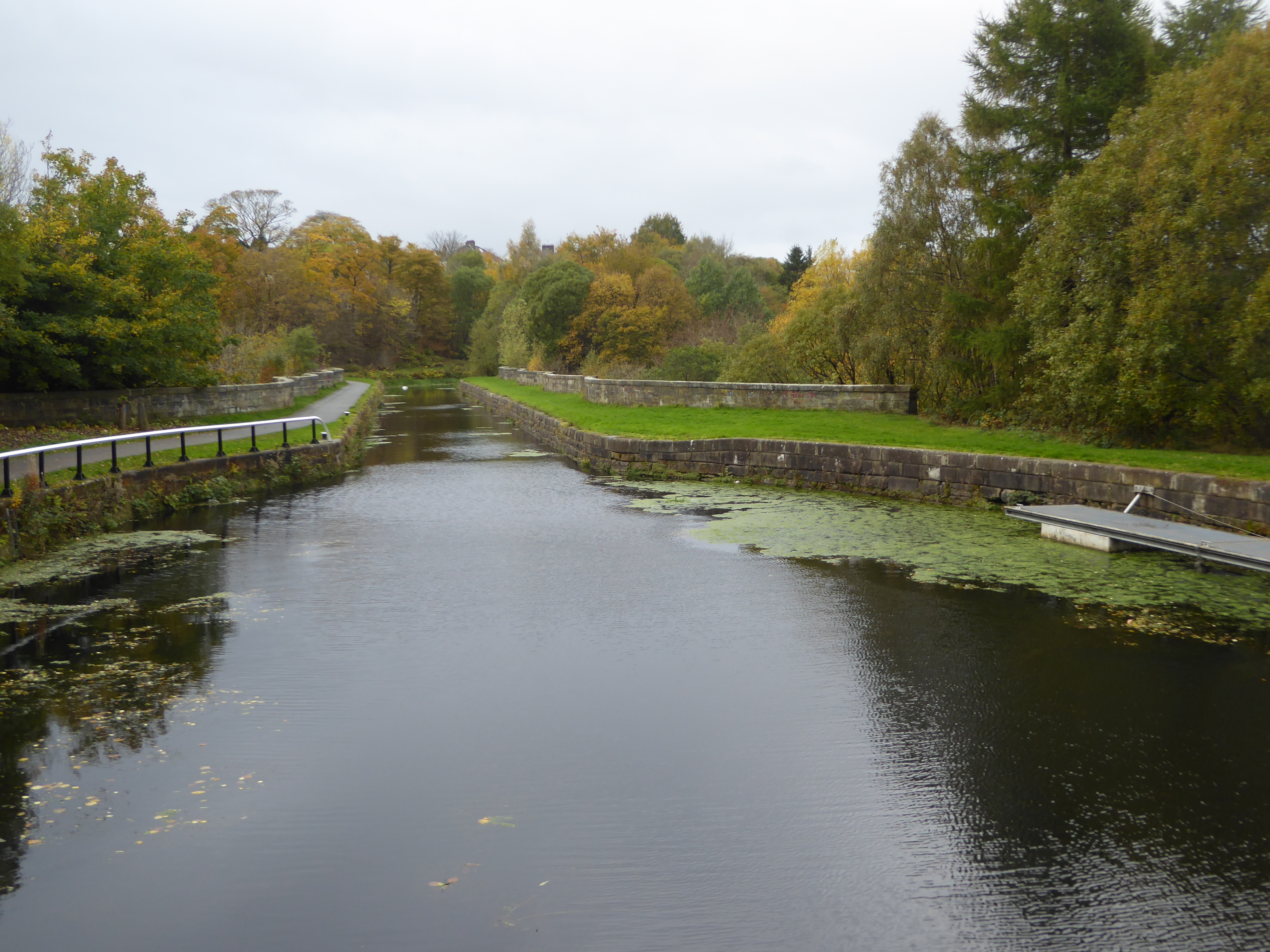 If we went from the Kibble Palace to the Winter Garden we'd have to cross the Forth and Clyde Canal. It's about 35 miles long and runs from