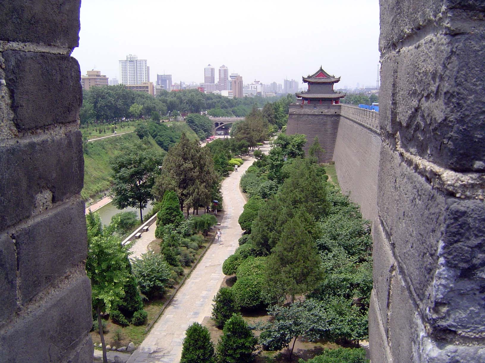 The view from the southeast corner of the wall and looking along the south wall.