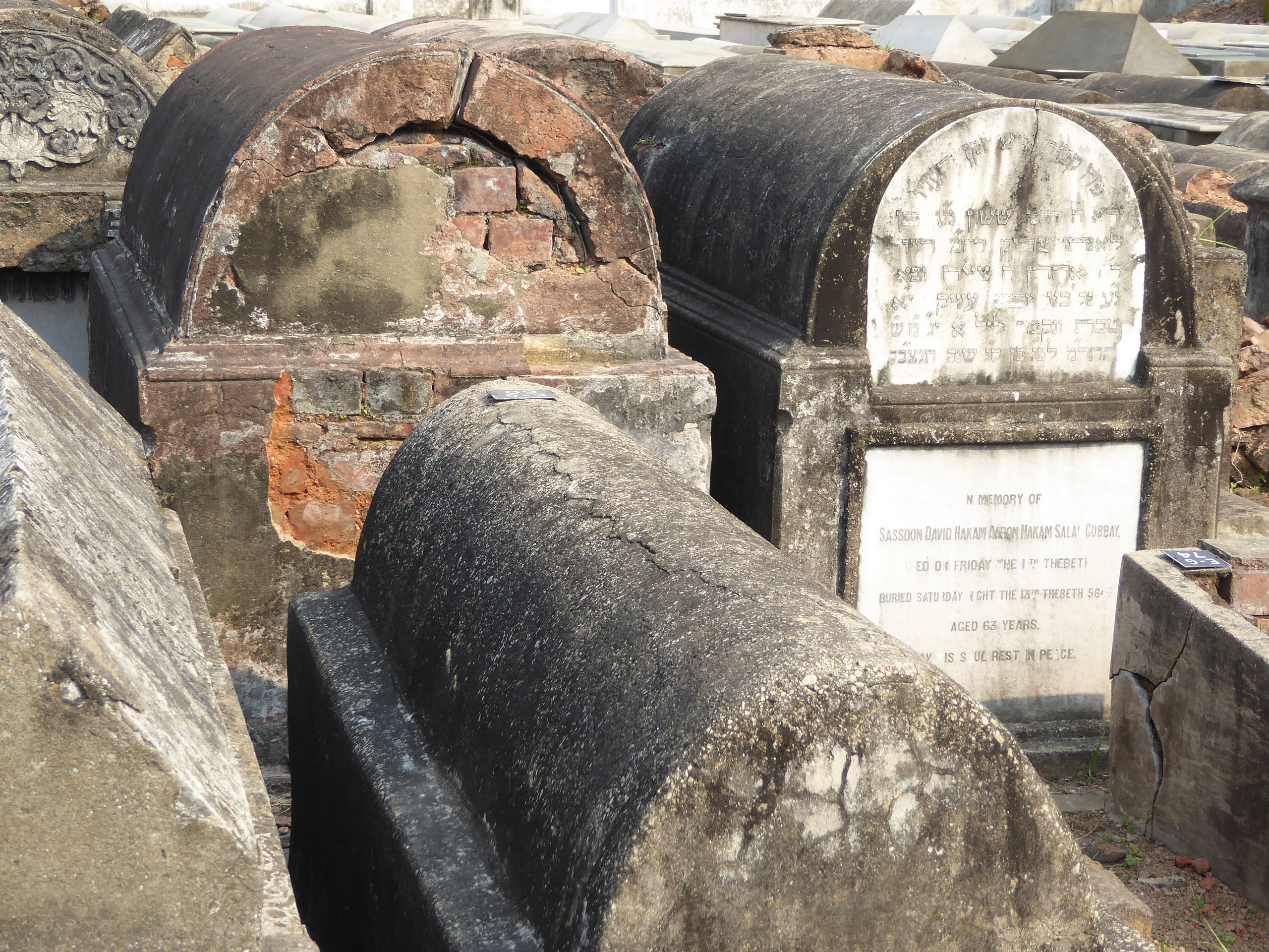 The tombs are brick with a concrete veneer.