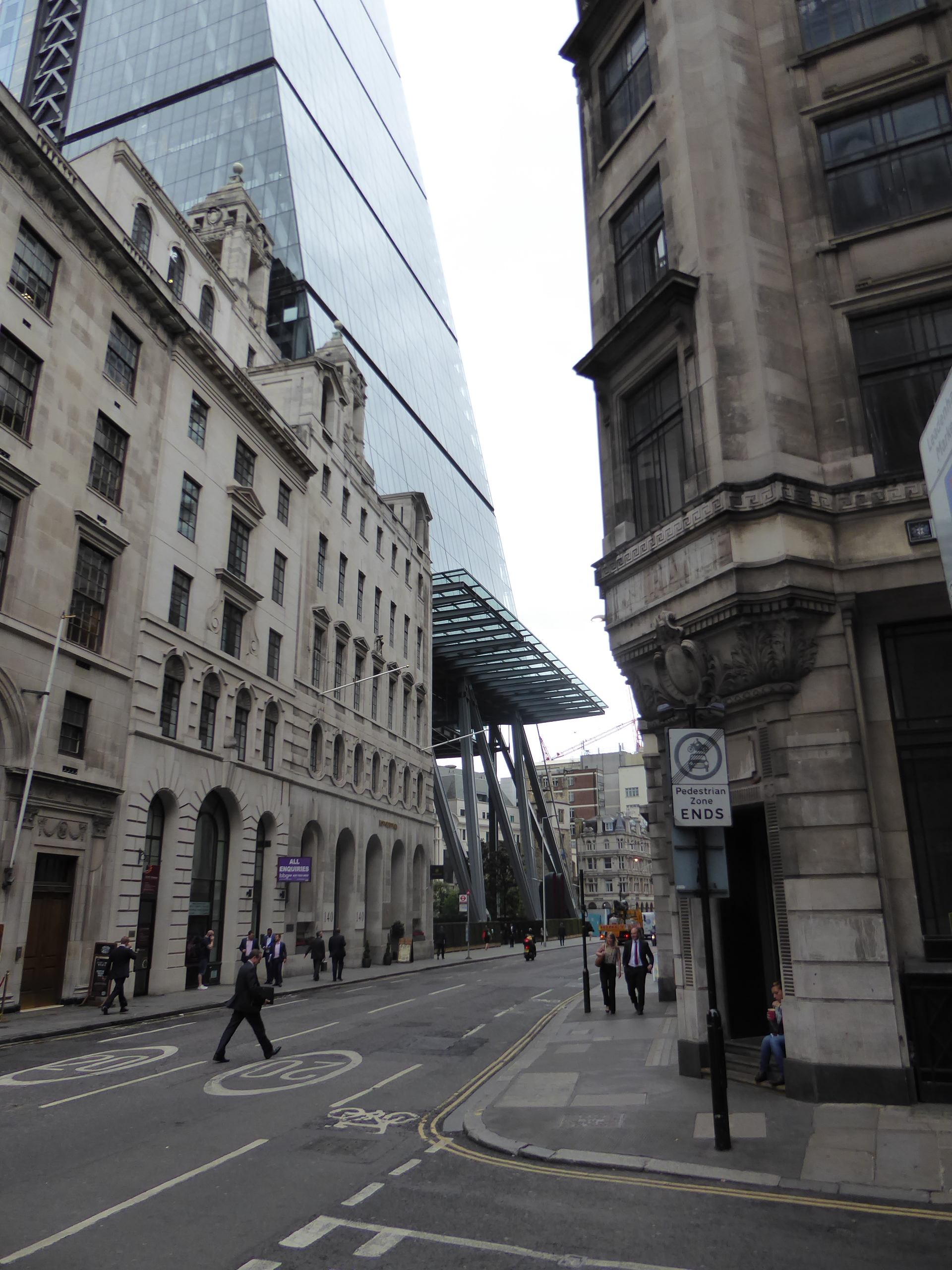 No, the building on the left isn't drunk; it just looks that way because of the Cheesegrater, whose site was previously used for over a cent