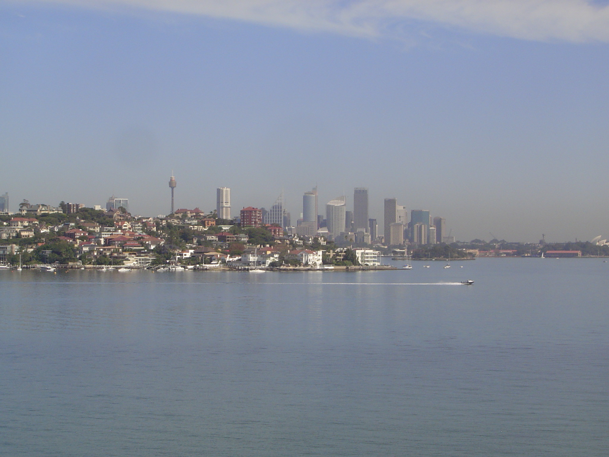 We've moved a couple of miles and come to Bayview Hill. The view here is west past Point Piper and toward the city center, which feels a lot