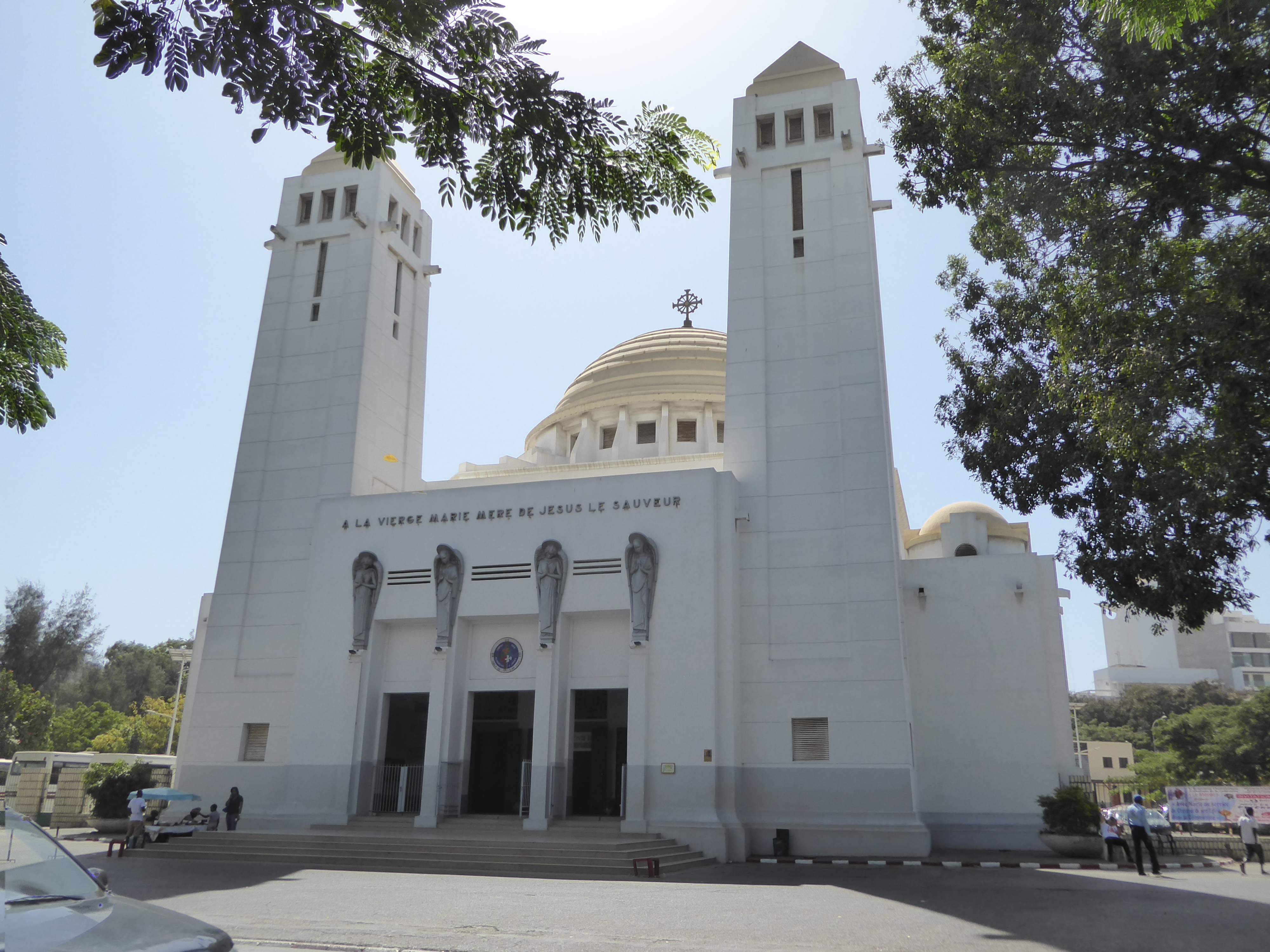 The Cathédrale du Souvenir African was designed in 1913 but not opened until 1936. The words at the top replace the original inscription, wh