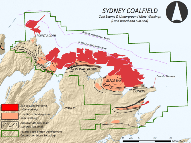 Again, the mines start at the surface but follow the coal as it dips under the sea.

https://notyourgrandfathersmining.ca/submarine-mineshtt