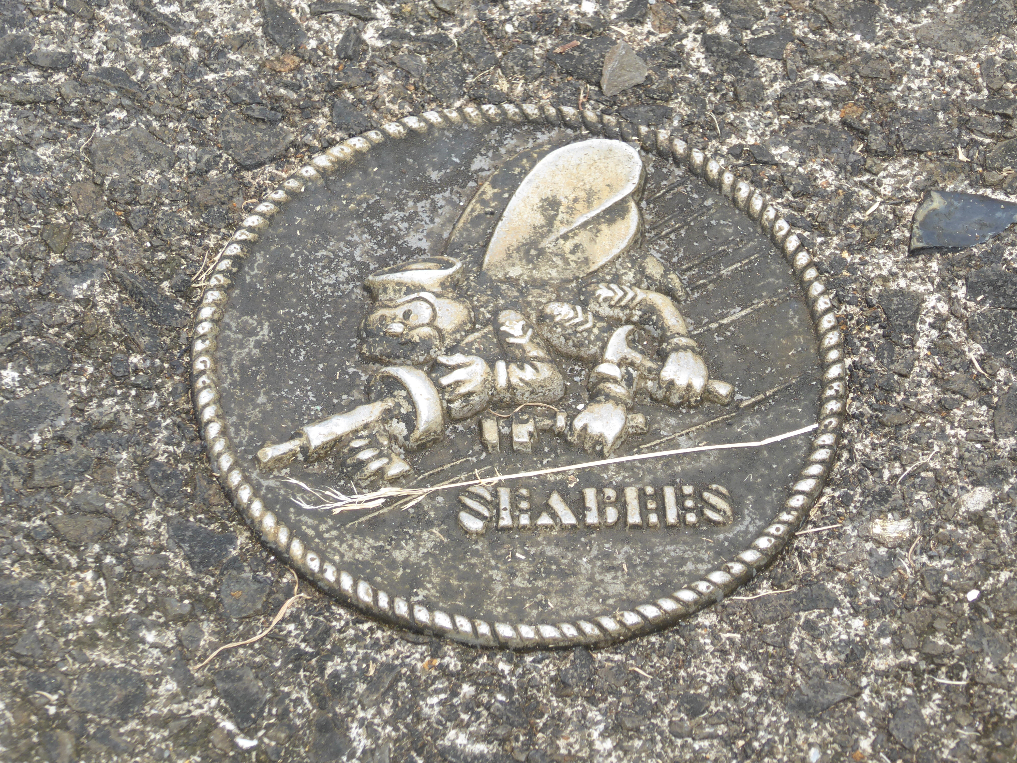 Bingo: the emblem of the U.S. Naval Construction Battalions, the C.B.'s.