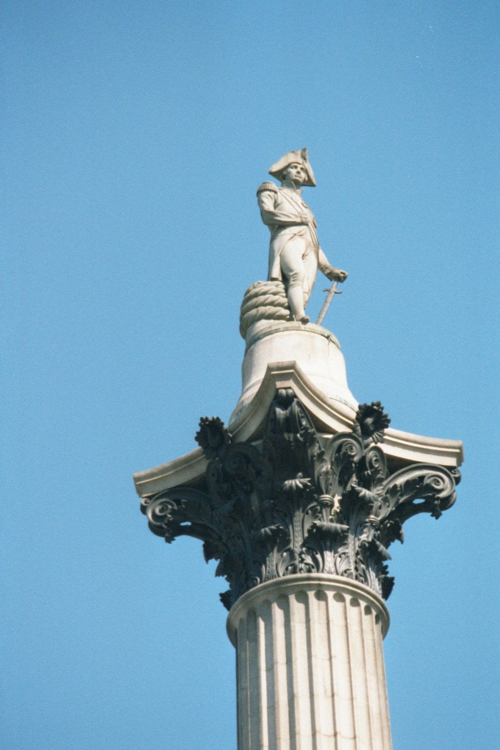 The capital is bronze melted from the guns of the Royal George, a Royal Navy flagship that in 1782 sank while anchored near Portsmouth; 800