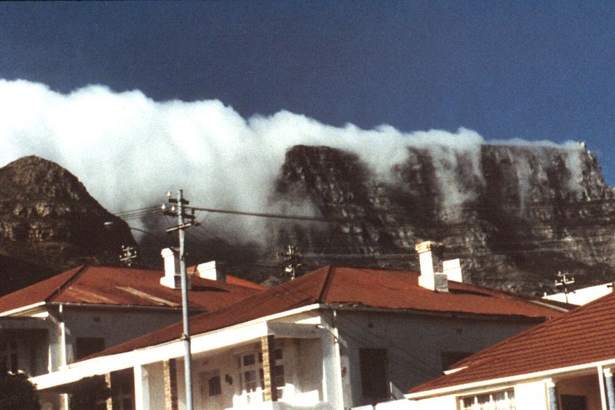 Speaking of which, a cloudfall tumbles off the city's Table Mountain.