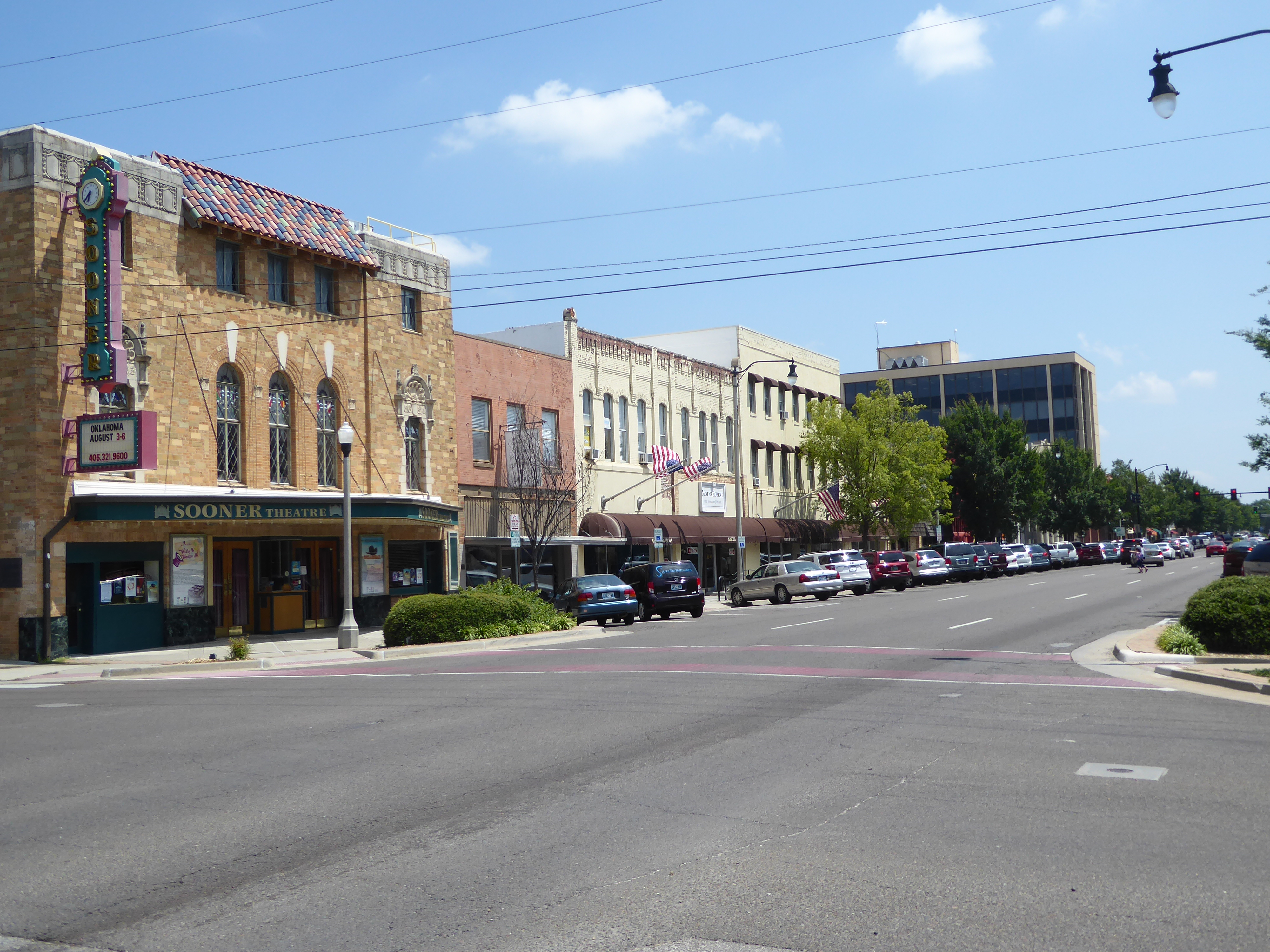 So here's the first block of East Main in mid-2017. Originally there were two lanes of traffic, with median and curb parking. The street was