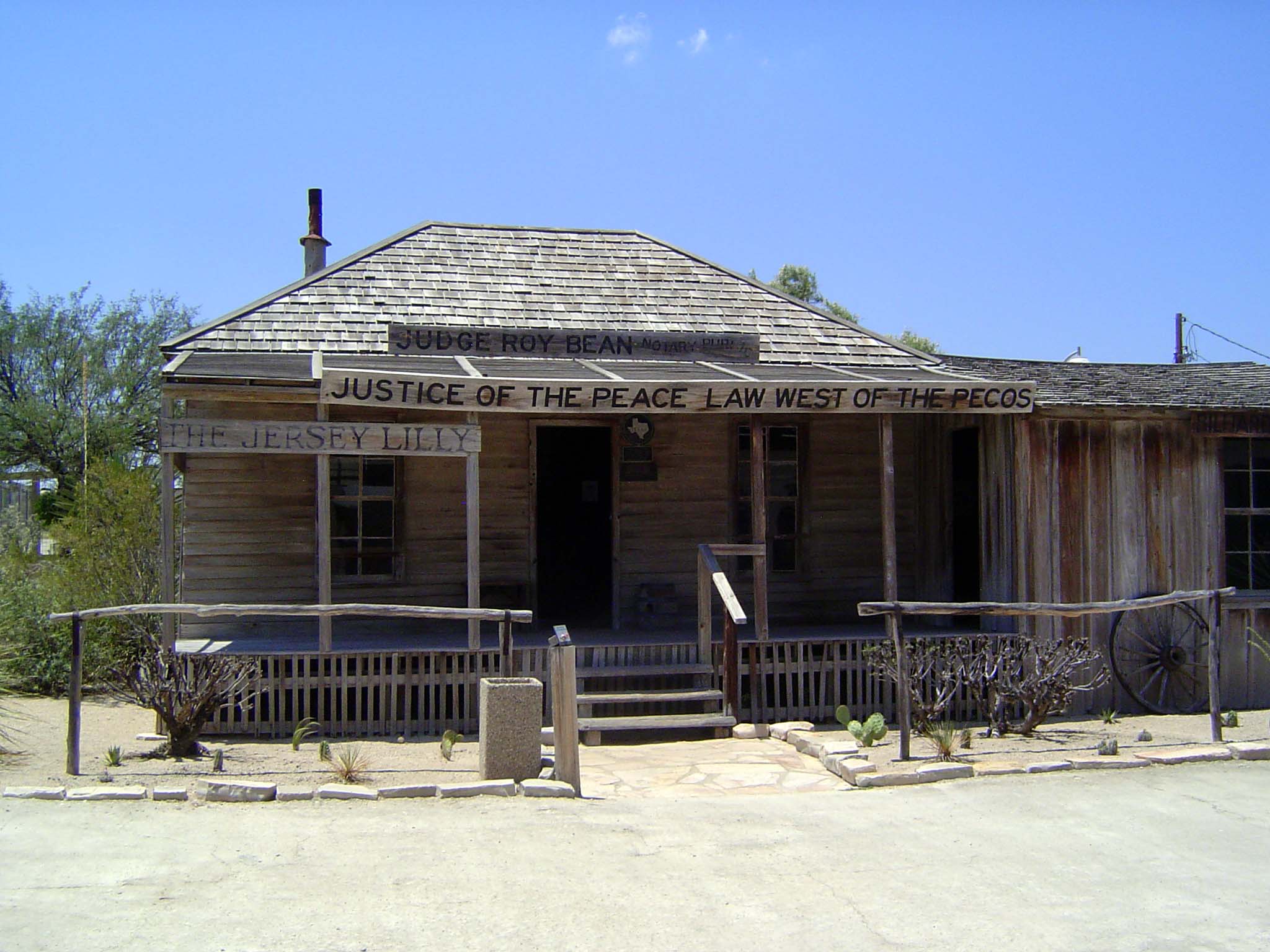 Roy Bean's place is now a museum, prominent only because there's so little else nearby. Well, that's unfair. Legends grew up around him, wit