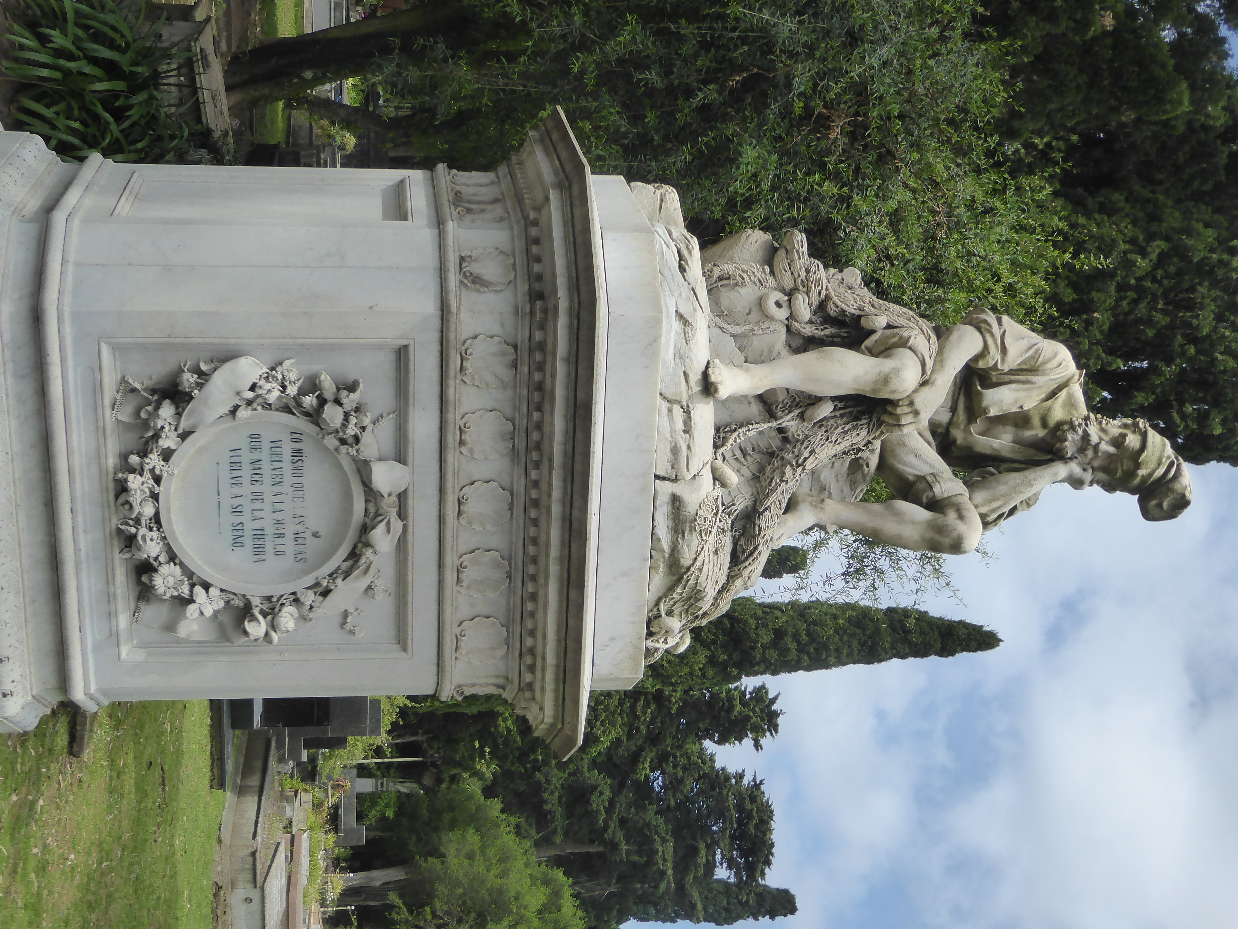 How does a poor fisherman afford a monument like this? The inscription reads something like: "Just as the waters return to the sea, what is