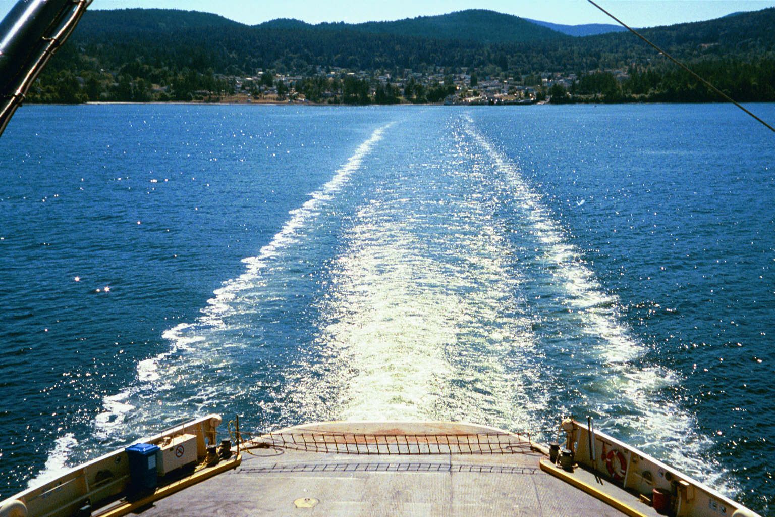 A small ferry leaves Crofton for Vesuvius, on Saltspring Island.