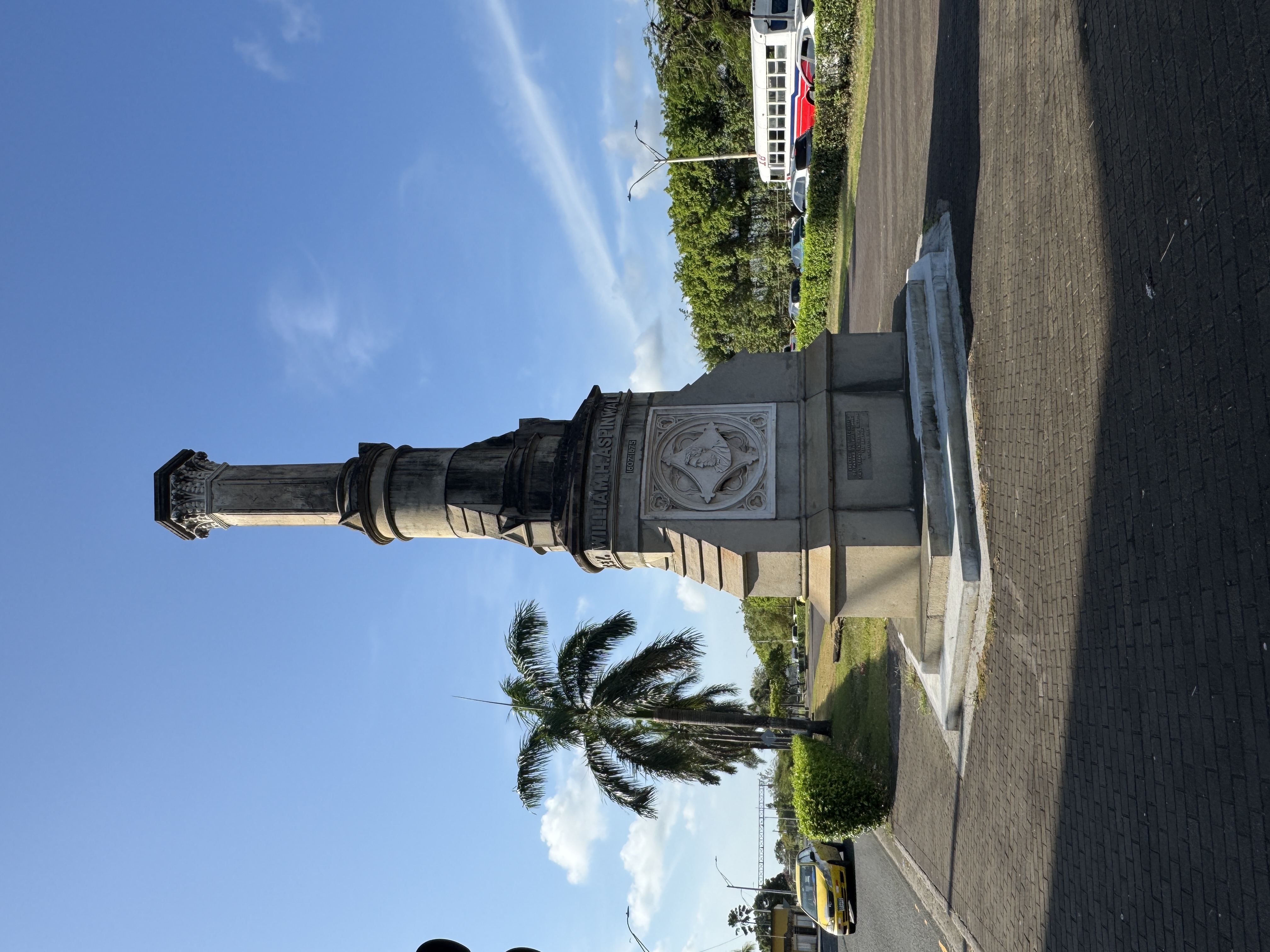 The monument still exists but has been moved to the south end of the Paseo, where traffic makes it hard to approach.  Here's a typical asses