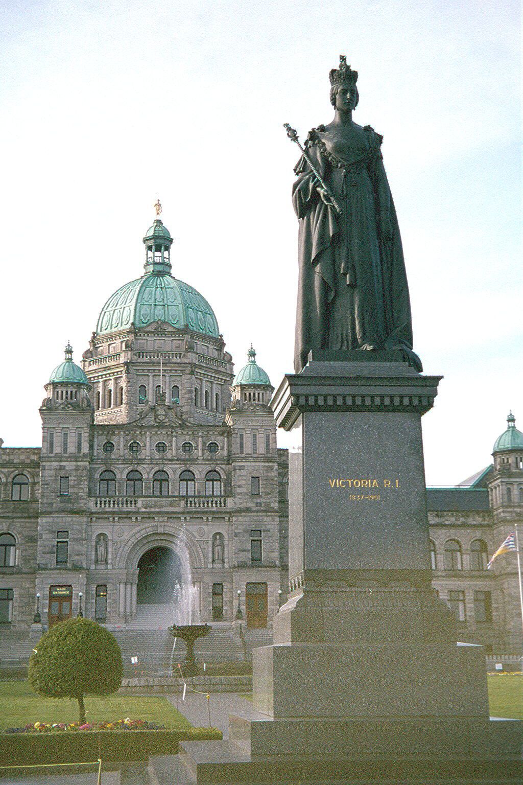 Victoria, R.I. Queen-Empress. And if one turned left, one would see the Empress Hotel, named for her at a time when the Canadian Pacific not