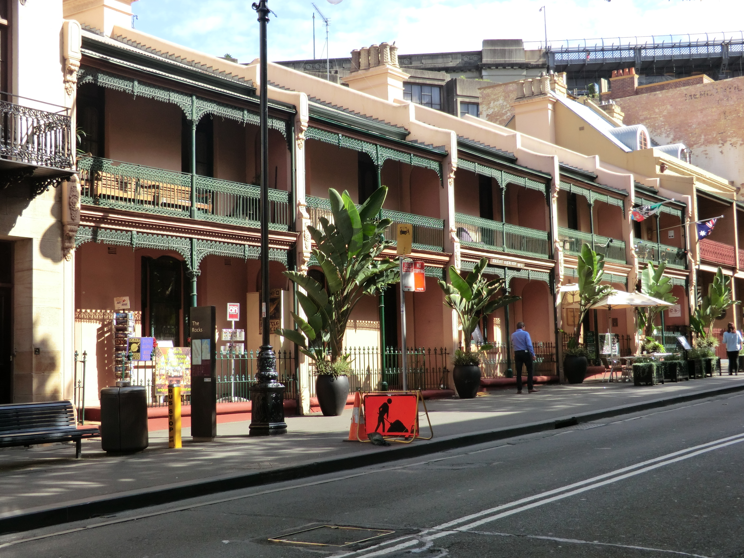 Many of these old terraces have been carefully maintained. In this case lower George Street they've become shops in the touristy neighborhoo