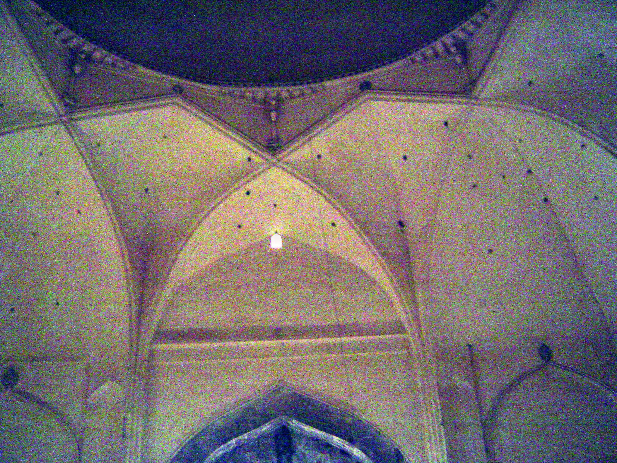 He continues: "At the height of 57 feet above the floor-line the hall begins to contract, by a series of pendentives as ingenious as they ar