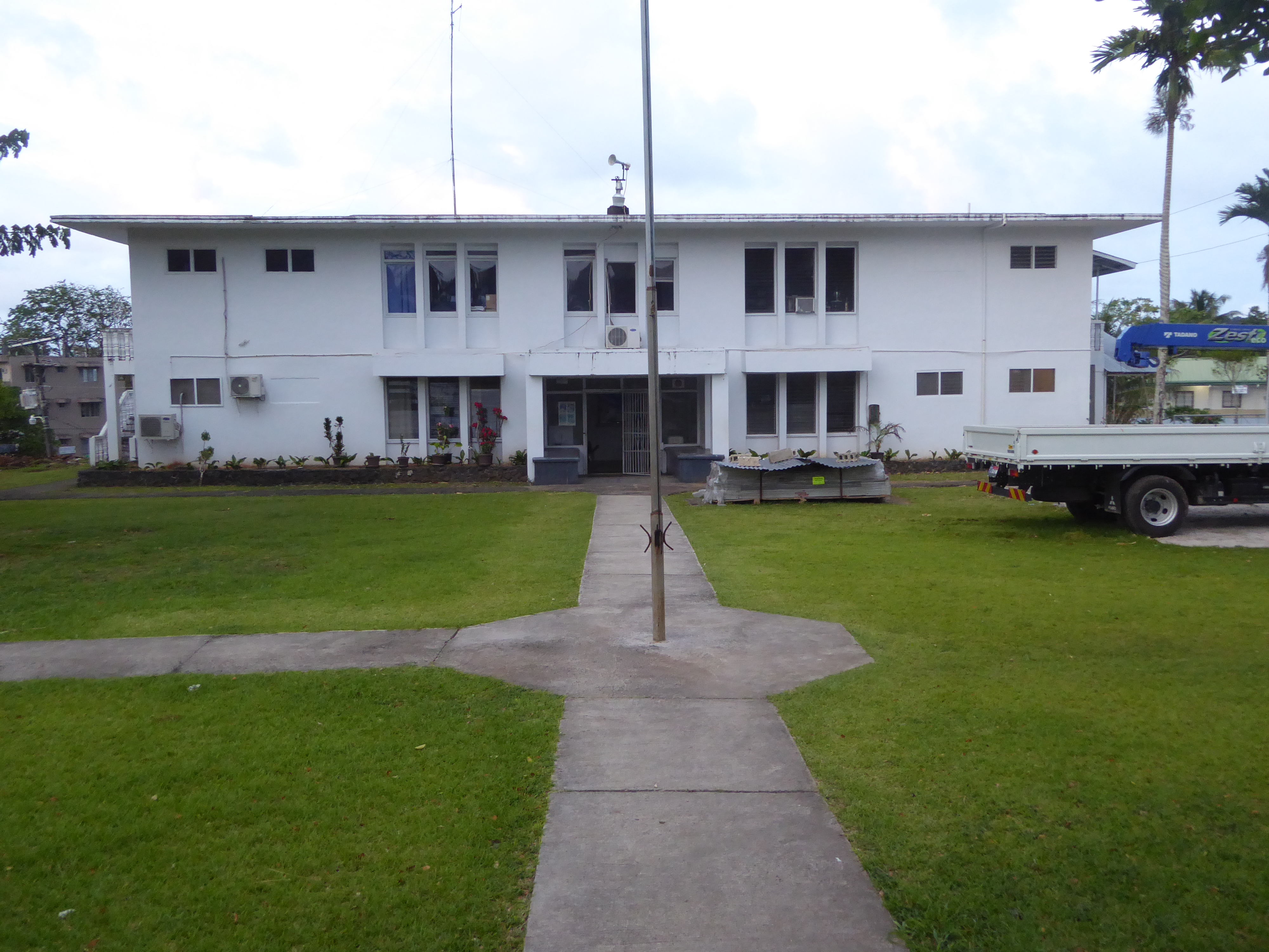 The school-turned-town hall.