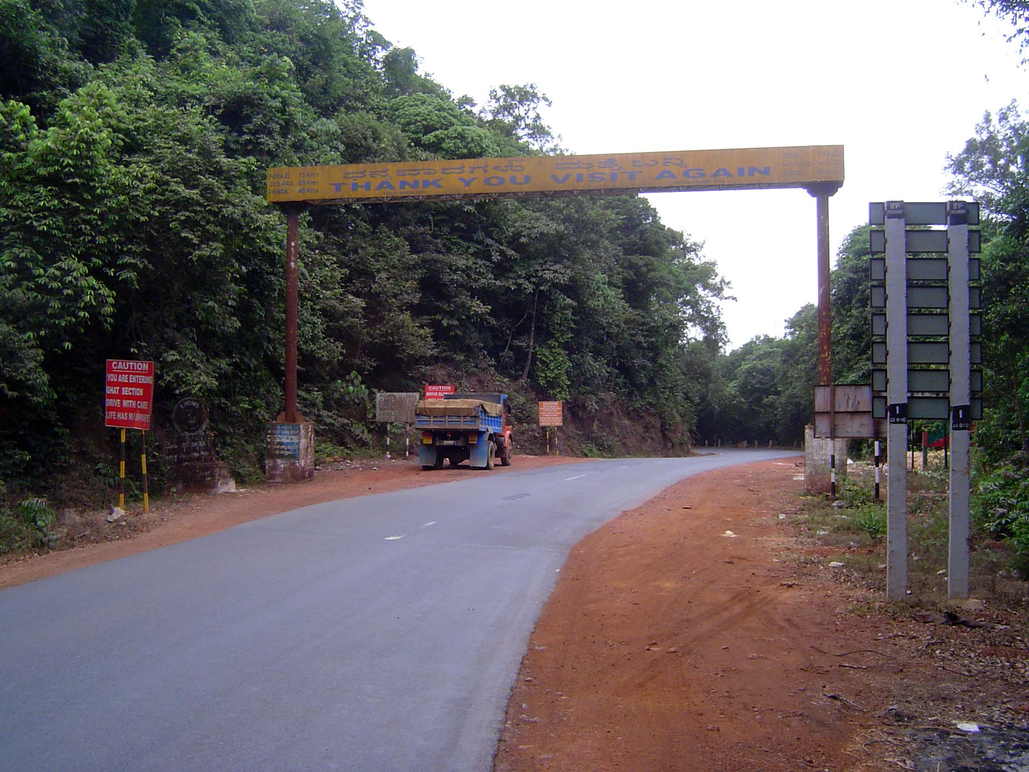 The border with Karnataka. The view is back down toward Goa.