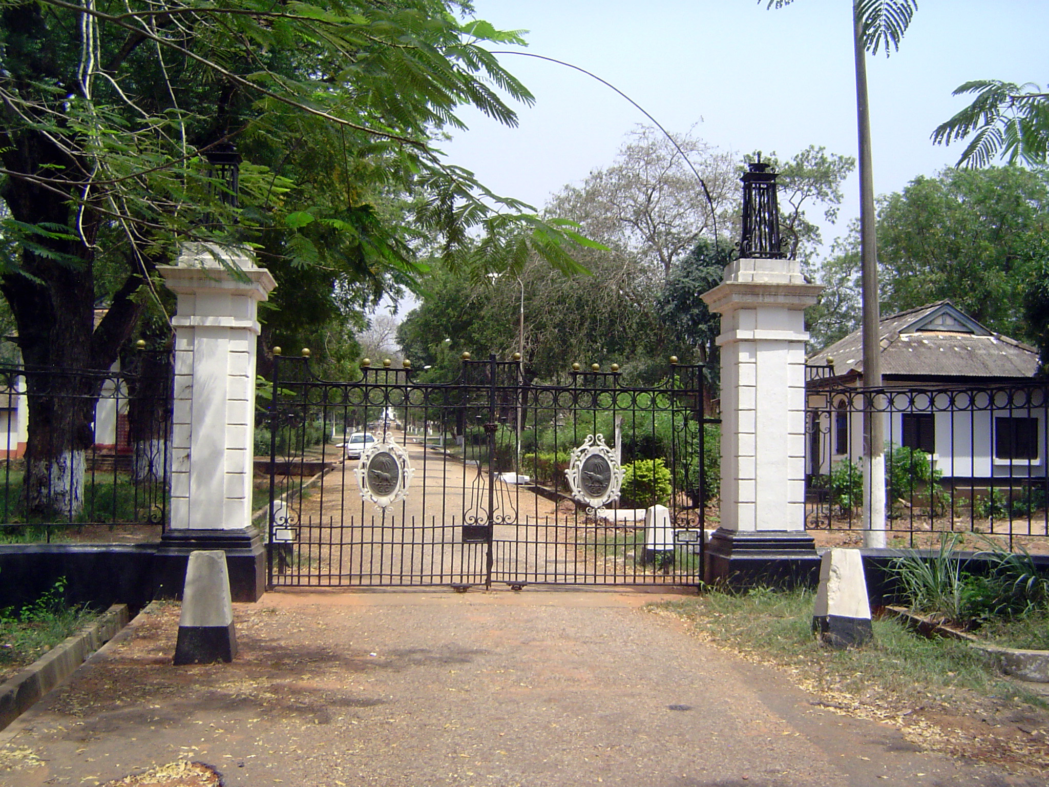 What have we here? A few miles north of Accra, these are the gates of a side entrance to Guggisberg's other most spectacular accomplishment