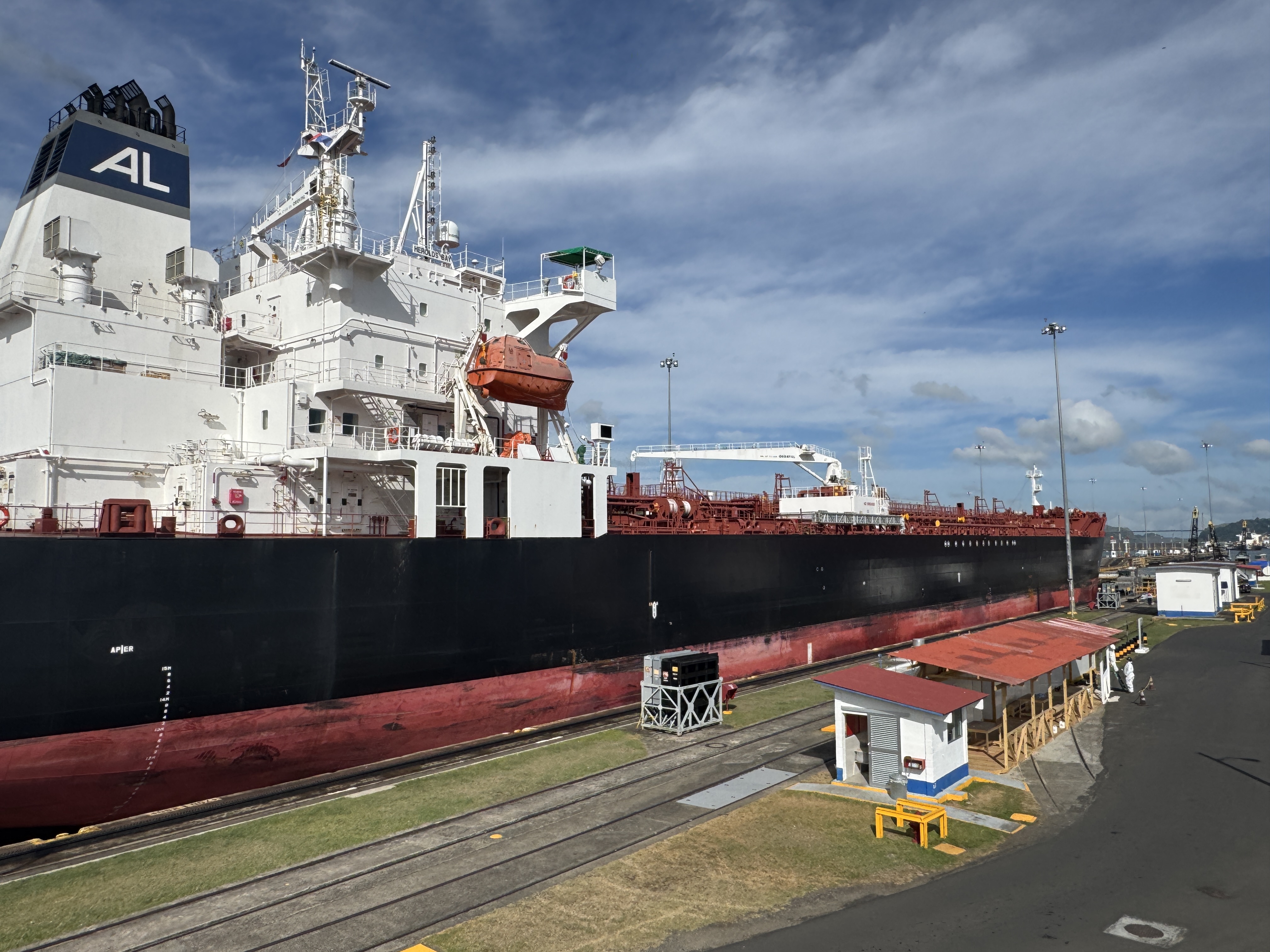 If you point your camera carefully, you can exclude the hundreds of people around you and see this tanker as it waits, ever so patiently, fo
