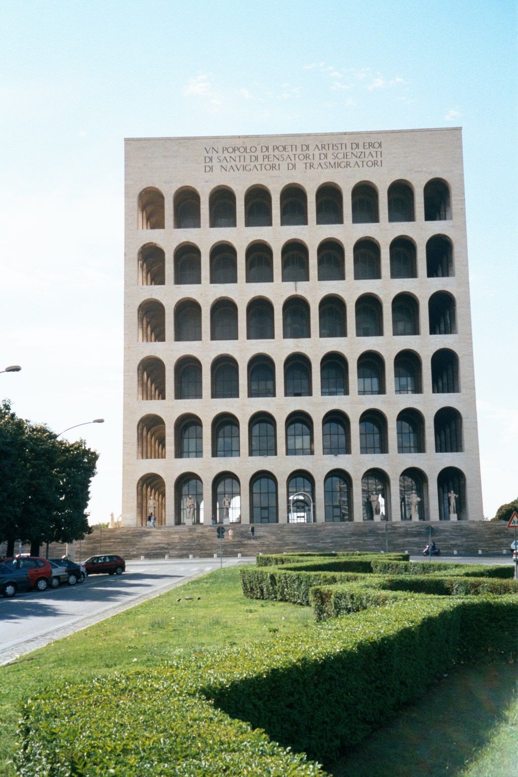 Perhaps the most famous building in the neighborhood is the Palazzo della Civilta Italiana 1938-42, now the Pallazzo della Civilta del Lavor