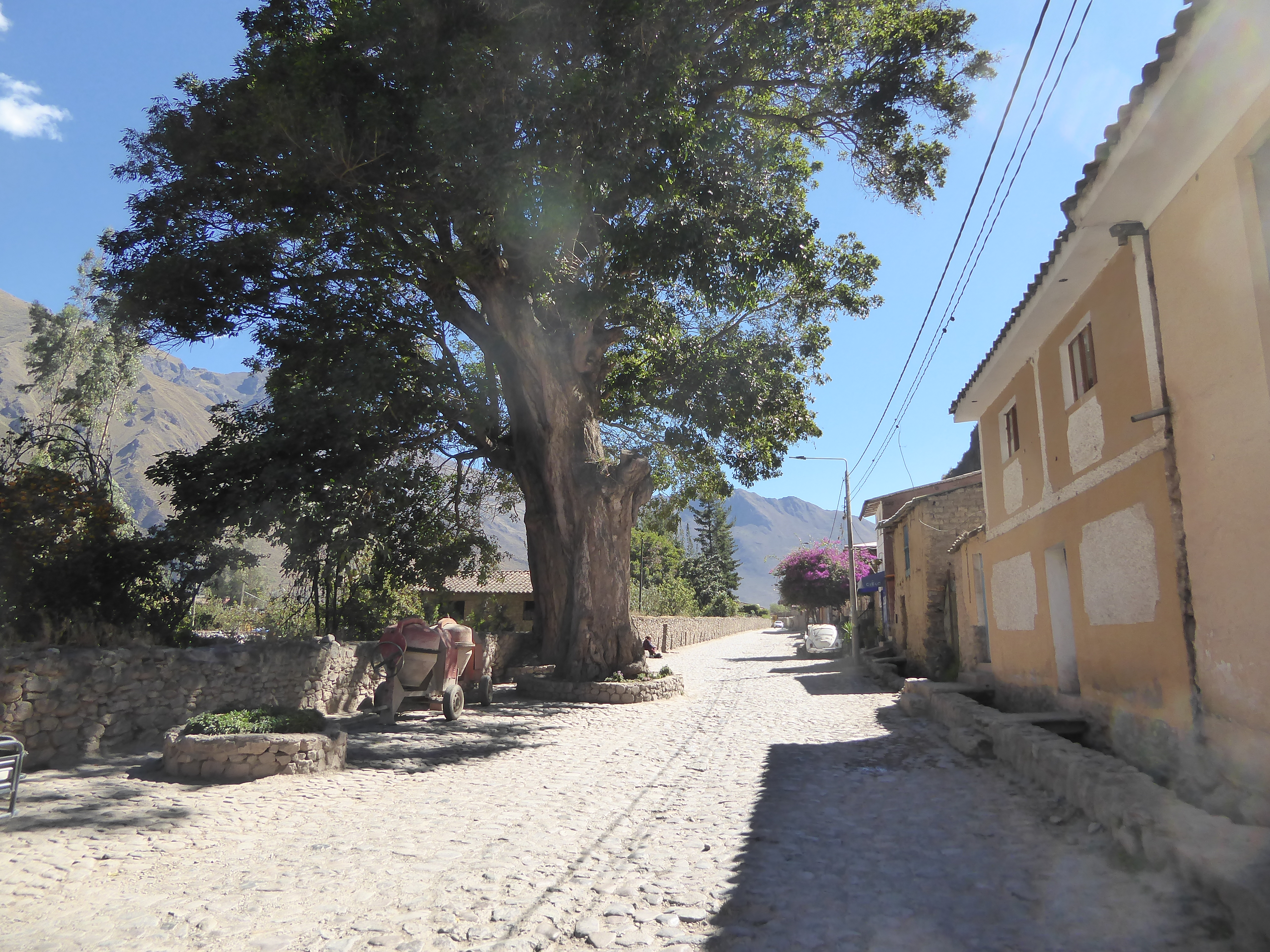 A ditch runs along one side of it.

The architect Graziano Gasparini writes that "the Incas were not city builders. With the exception of Cu