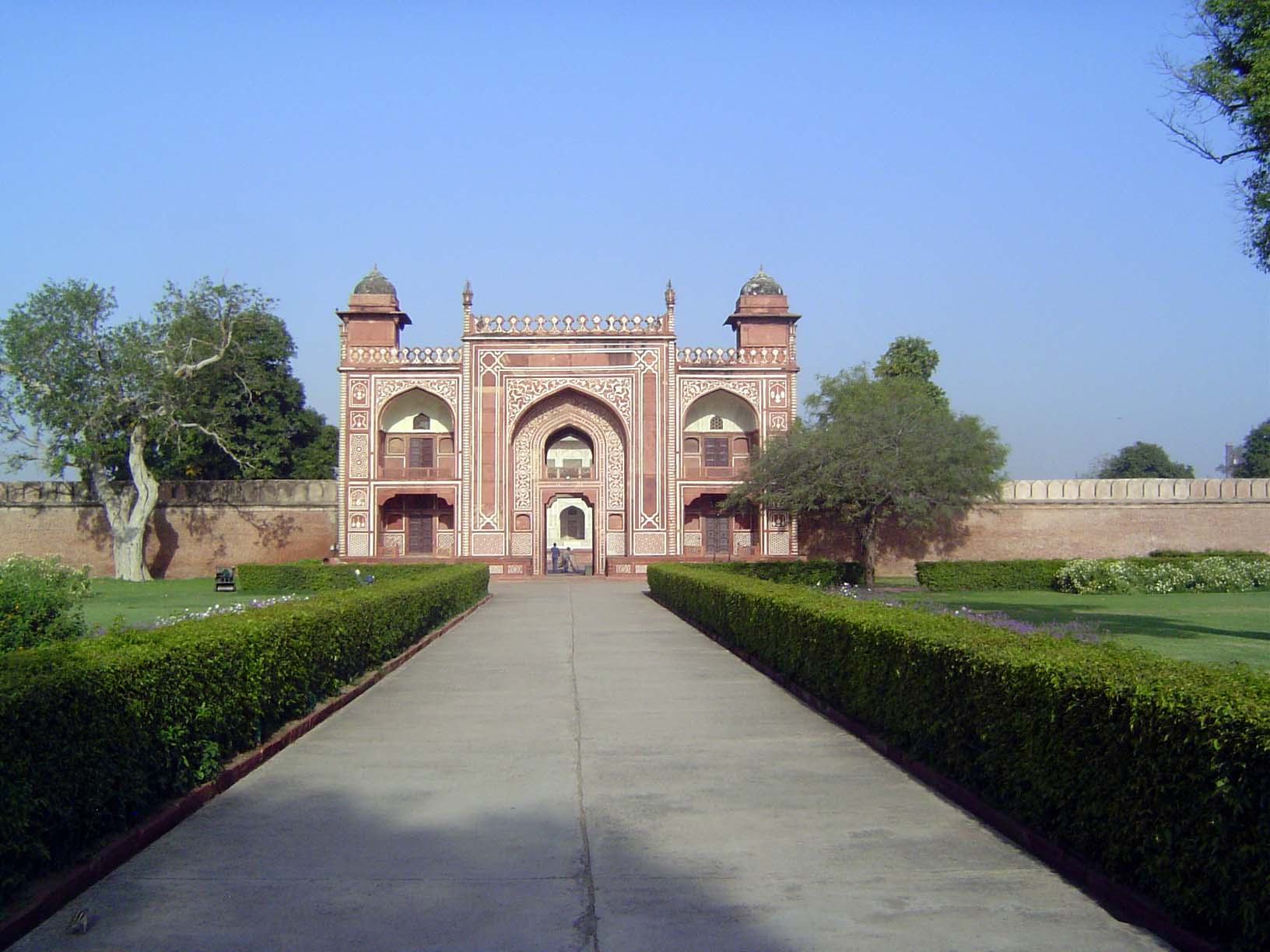 The entrance gate. Beyond is a square enclosure laid out in four quarters, with gates approximately like this one at each side and with the
