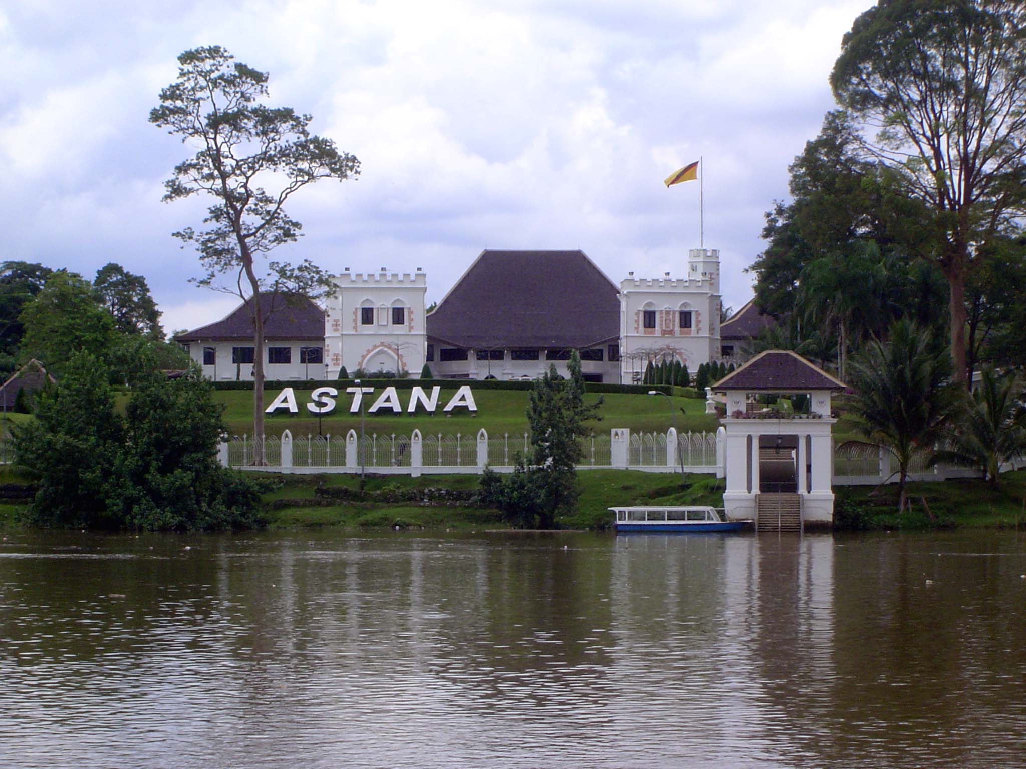 Across the river is the Astana, the palace built by Charles Brooke. Begun in 1869, it was the first brick building in Kuching and was appare