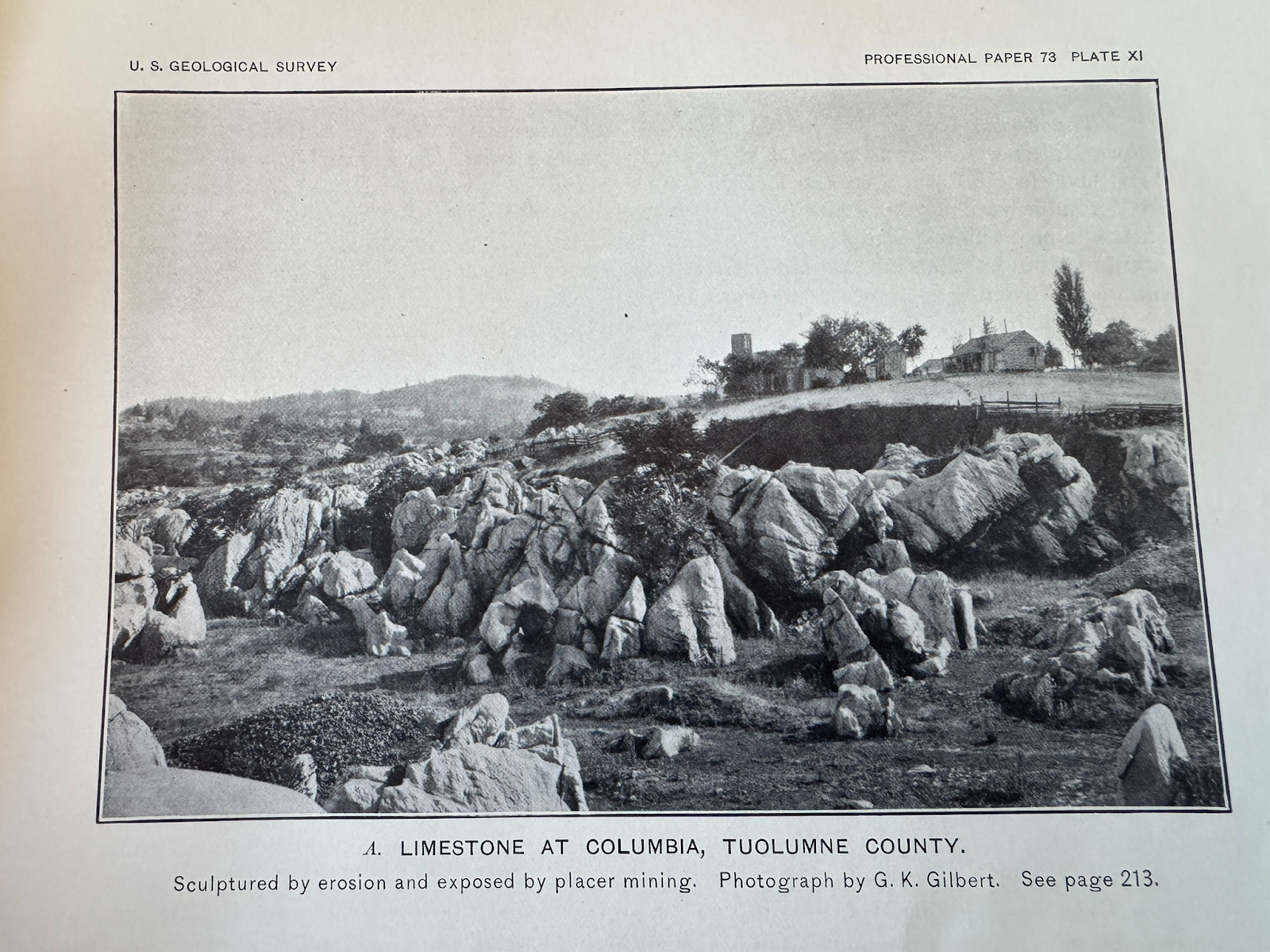 A fine old photograph showing what the surface looked like before the miners had their fun.

Waldemar Lindgren, The Tertiary Gravels of the