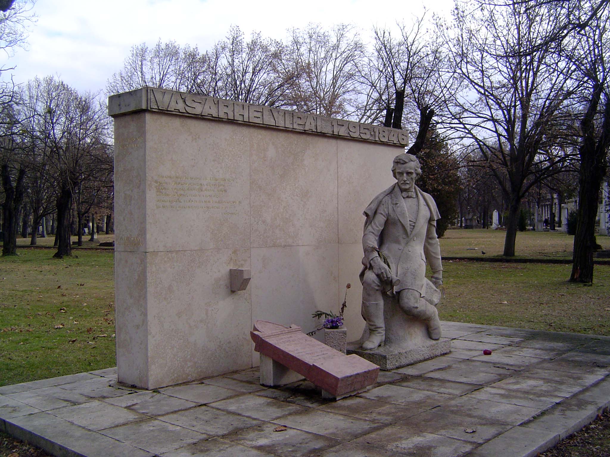 Here, representing the right brain, is the tombstone of Pal Vasarhelyi, an engineer who made the Danube navigable from here to the Black Sea