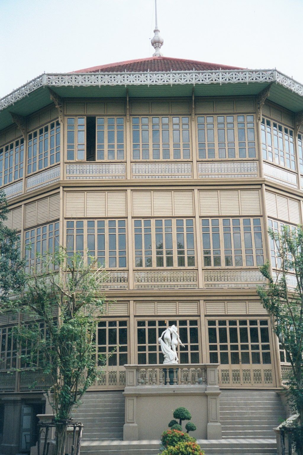 Rama V lived in this octagonal wing. An Italian sculpture stands on the terrace.