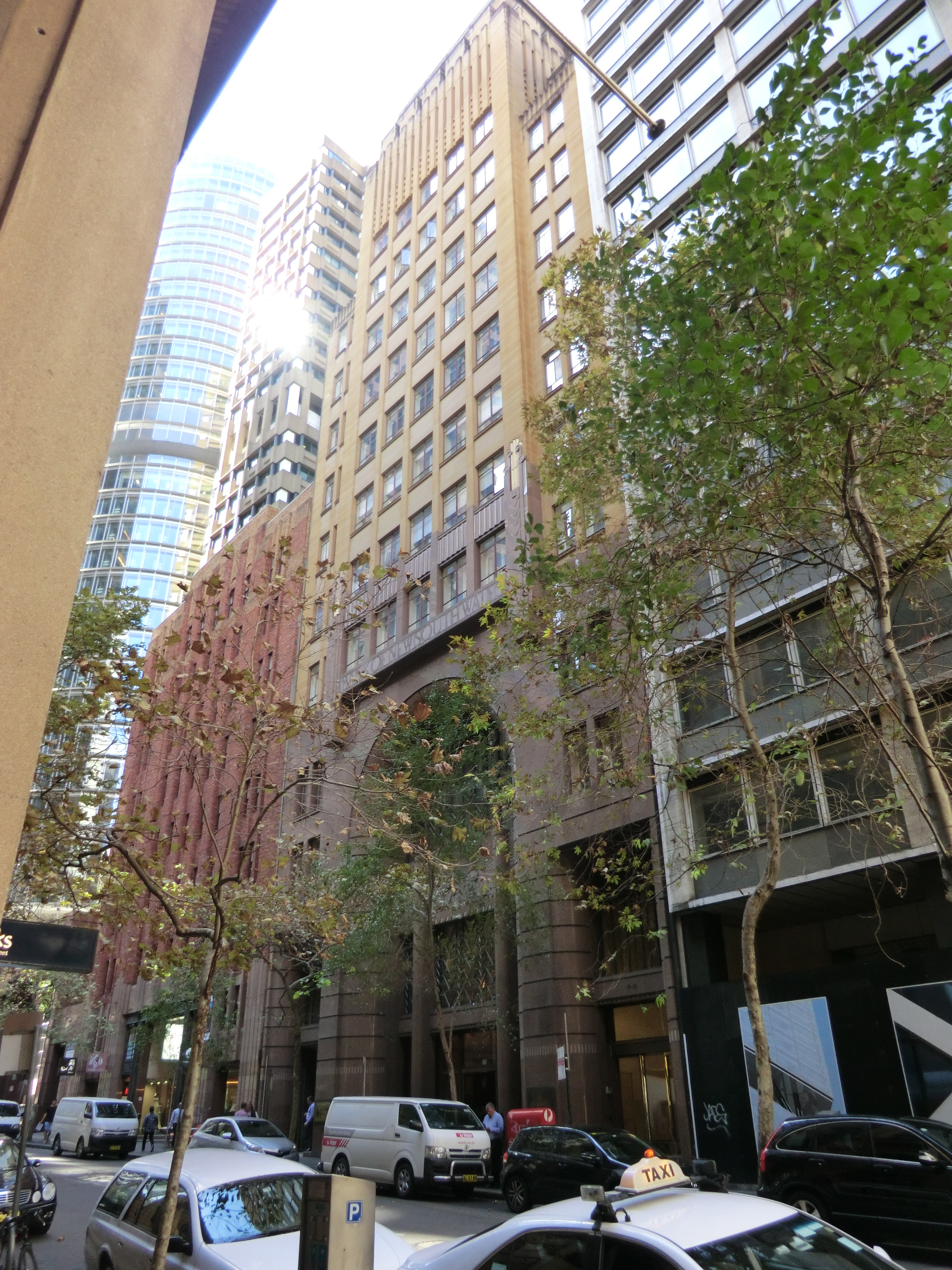 The Bank of New South Wales, 1938-40, later Delfin House and AFT House. The original name survives in its fine font.