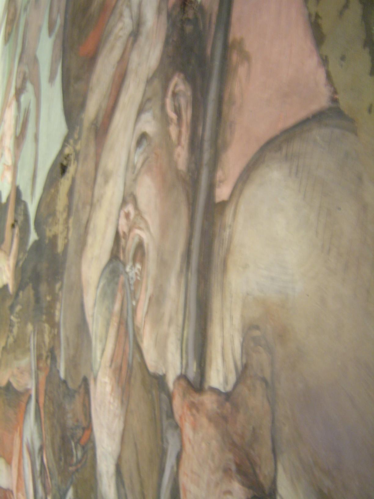 The work was carefully distorted to appear in scale to viewers below.