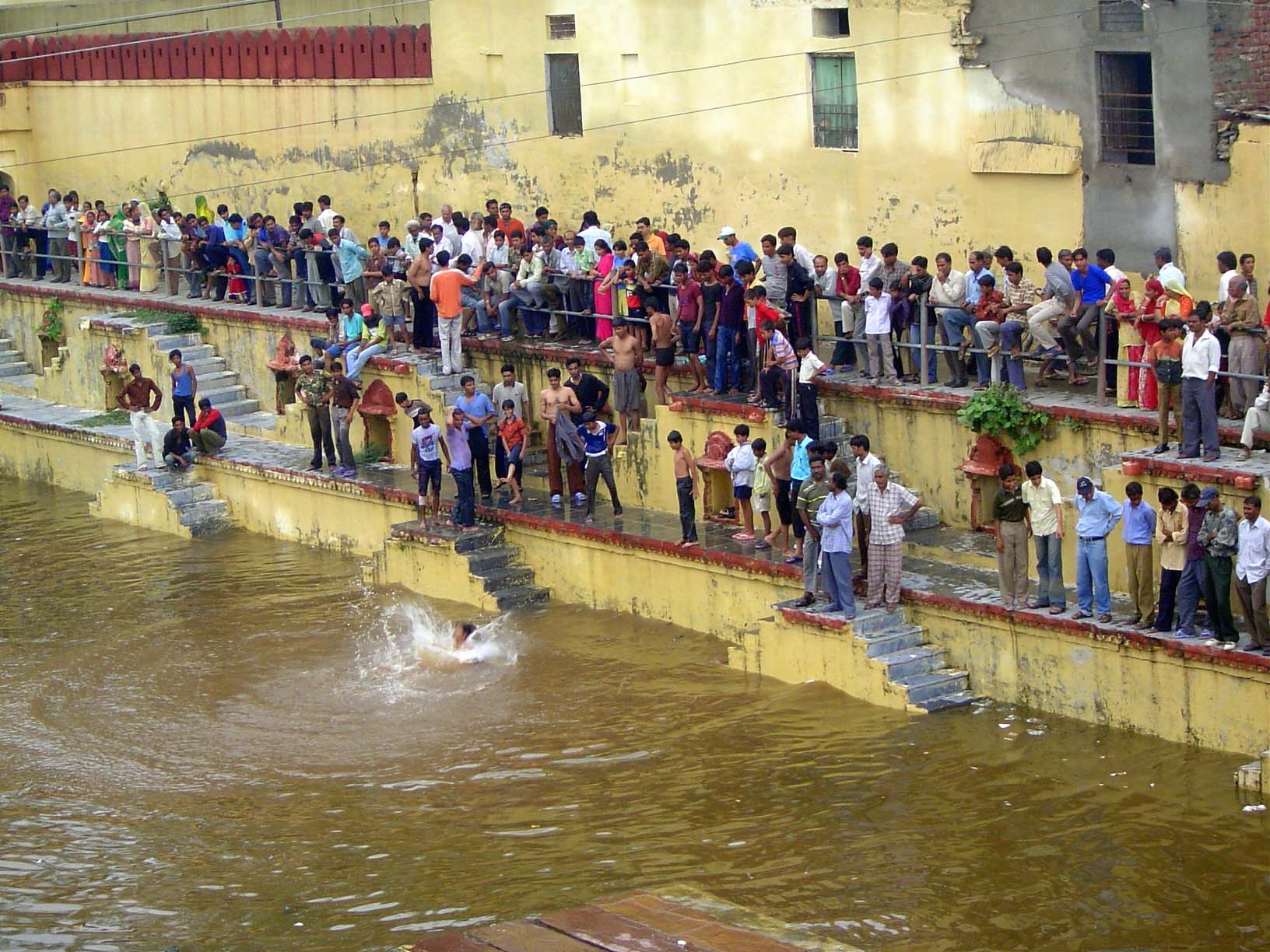 There was a general air of jubilation, in part because the town's tourist industry depends on the lake having water in it.