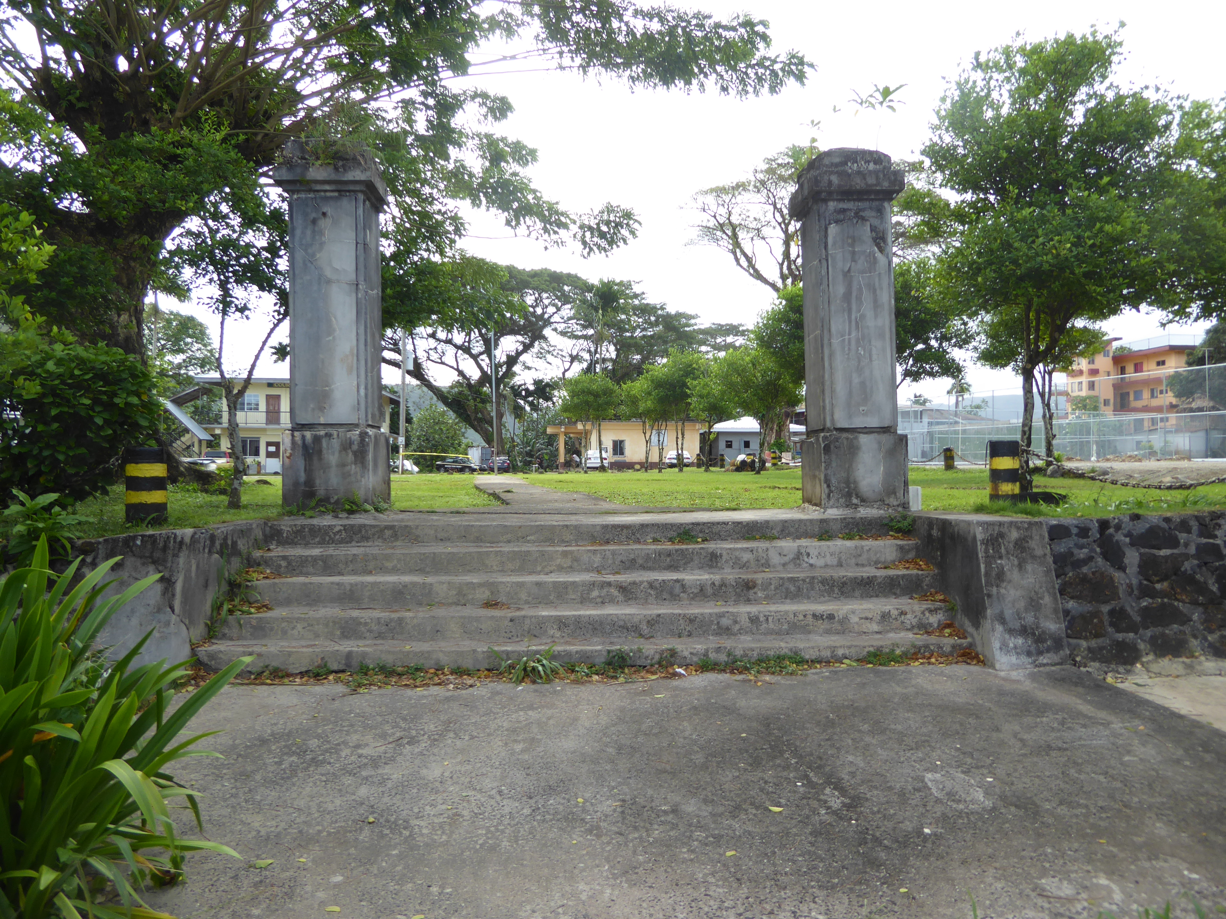 The gate seems very formal for a school.