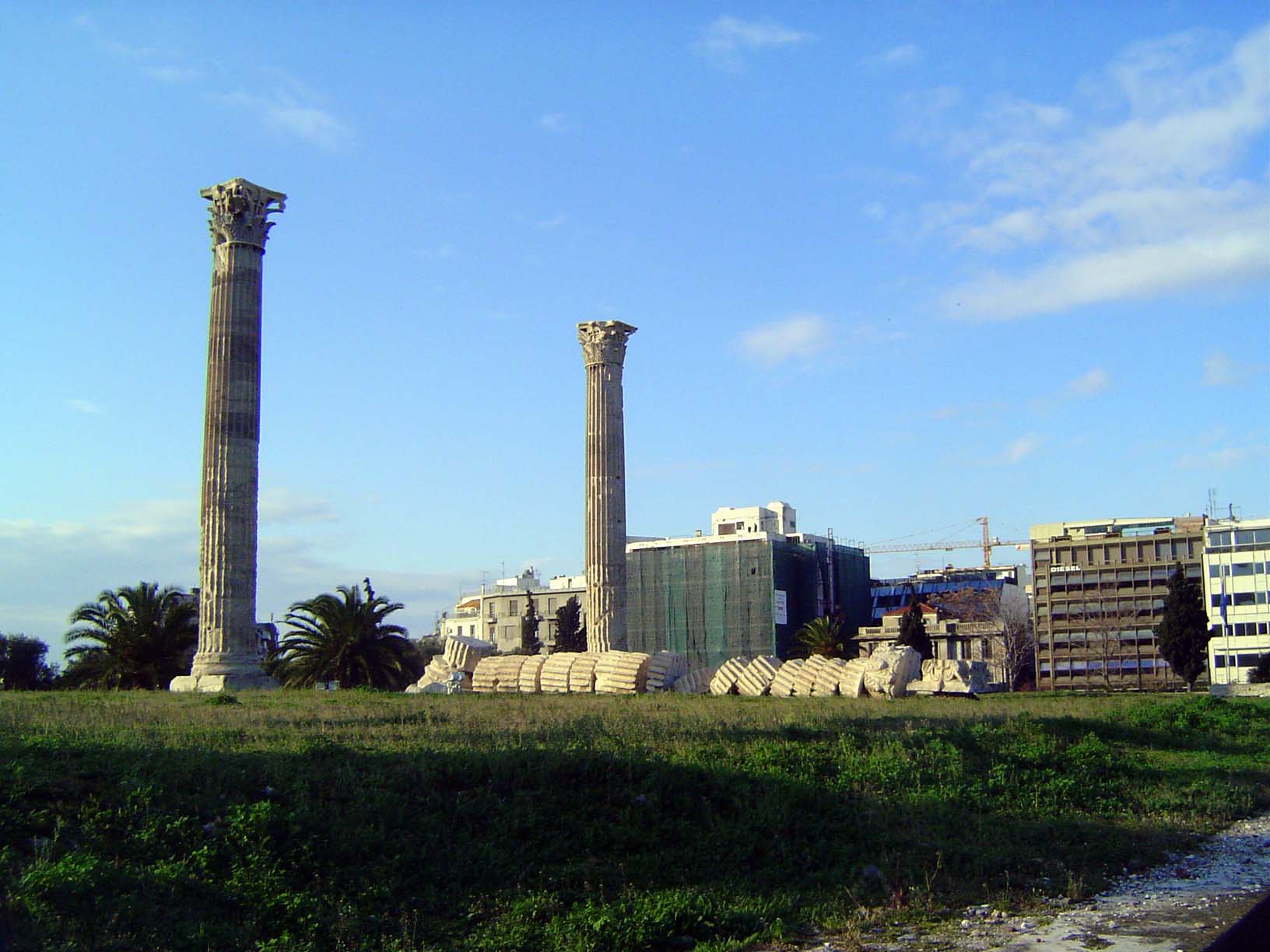 Lone survivors, with drums of a column that fell during a storm in the 19th century.