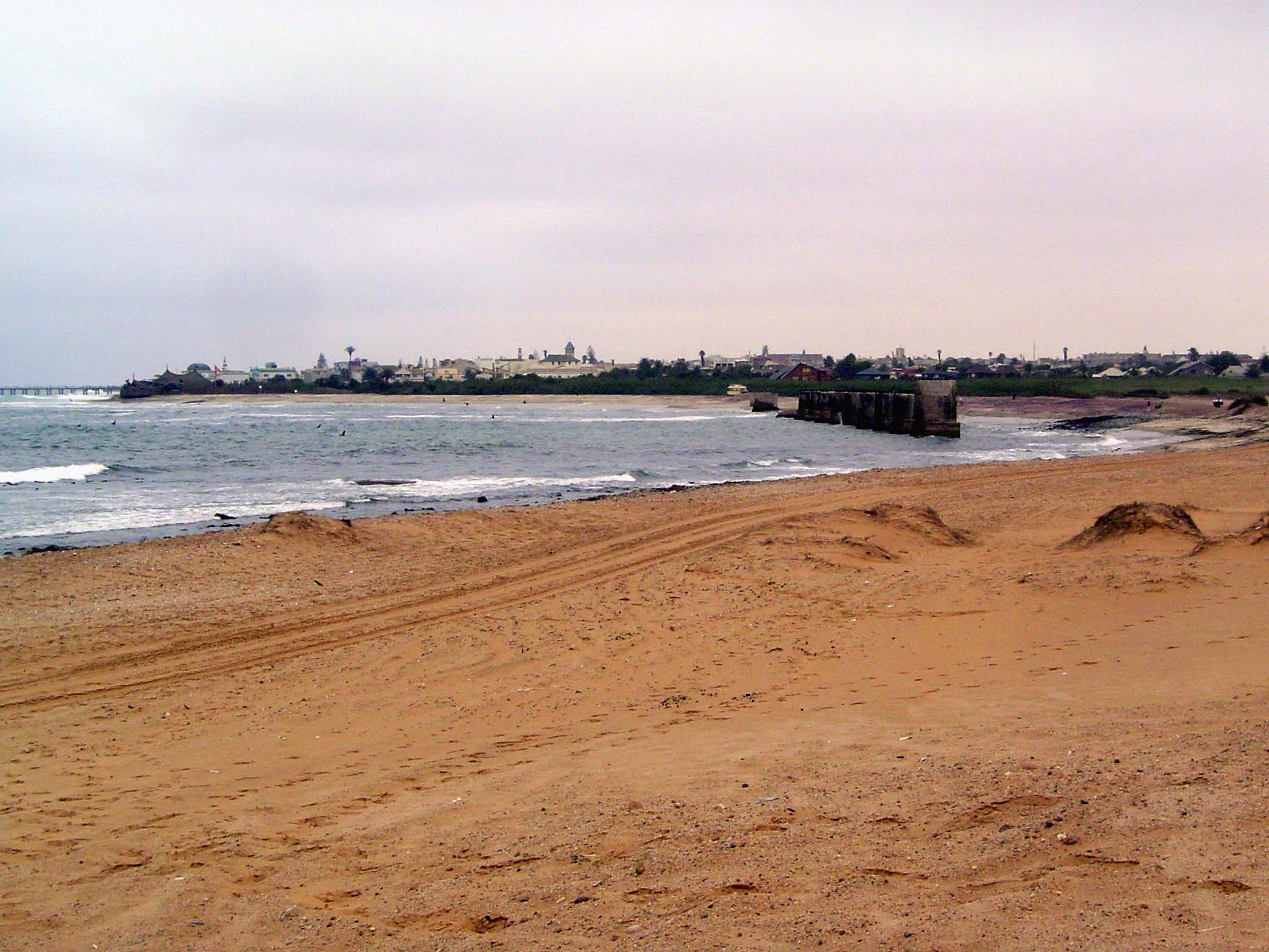 Originally, the railway south from Swakop to Walvis Bay ran along the coast, but the bridge at the mouth of the Swakop River was destroyed b