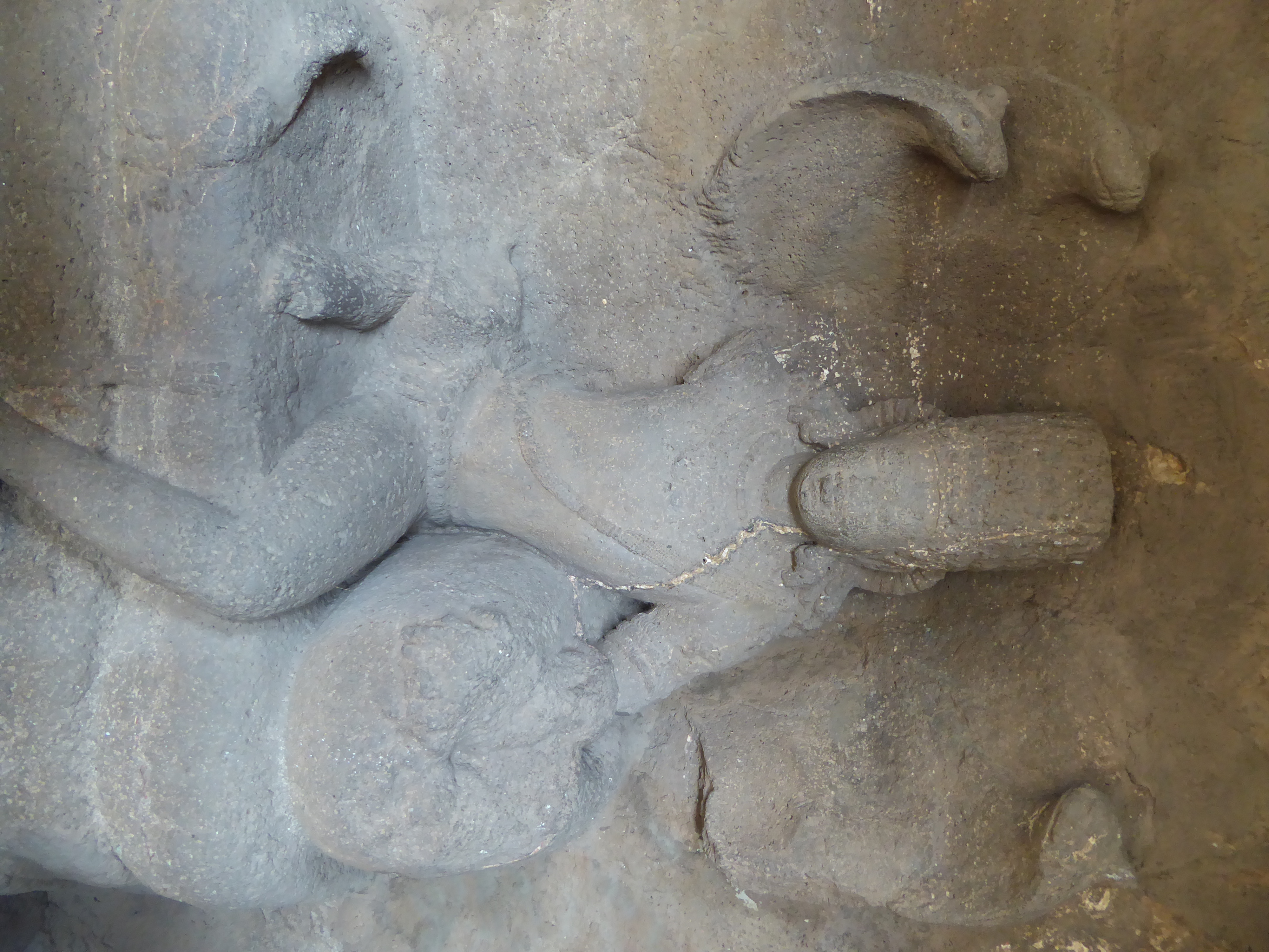 Step through the doorway between the elephants, and you bump into this life-sized image of Nagendra, the protective snake deity here functio
