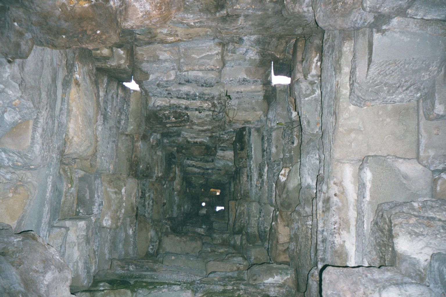 Inside the East Gate and looking up to reveal the corbelling.