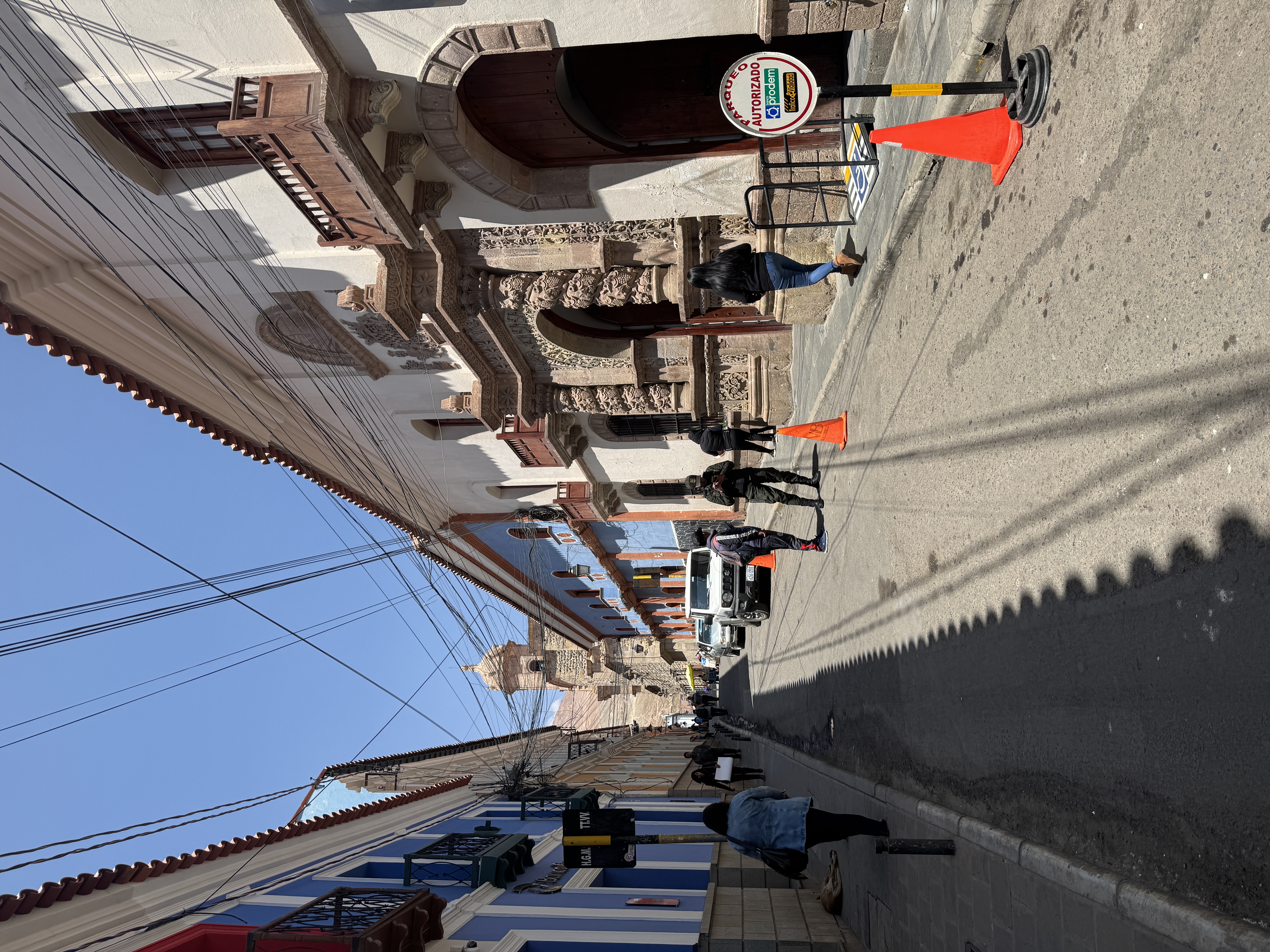 Here's an old courtyard house with an elaborate mestizo entrance.