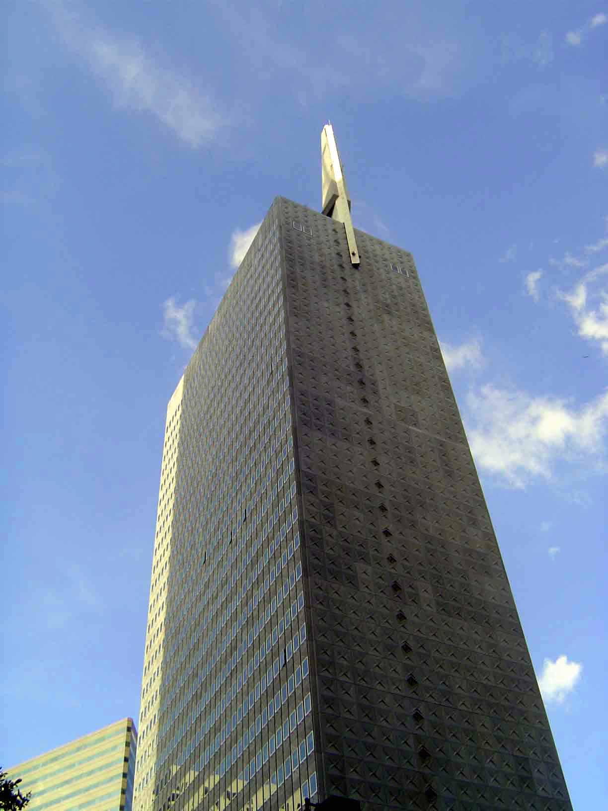Here is where it began. It's the Harrison and Abramovitz-designed Republic Center of 1954, which replaced Republic Bank's old headquarters—n