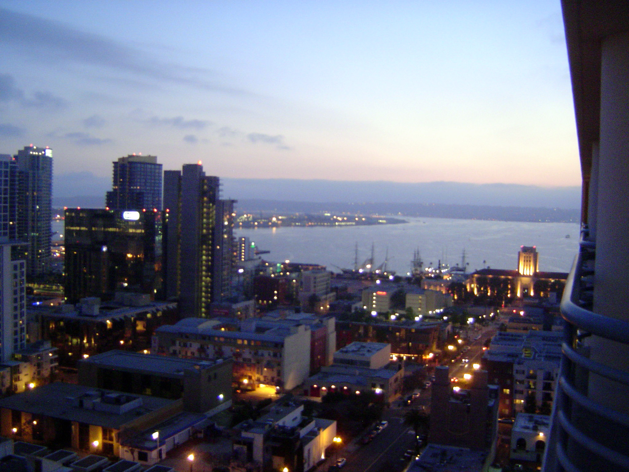 The land over there with lights would be the tip of the spit growing northward from Imperial Beach and occupied largely by Coronado; beyond