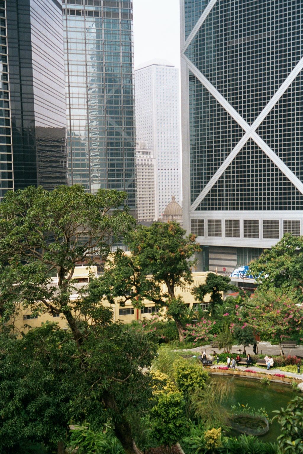 Looking west from Hong Kong Park, in the aptly named Central District. That dome covers the Legislative Council, known locally as Legco.