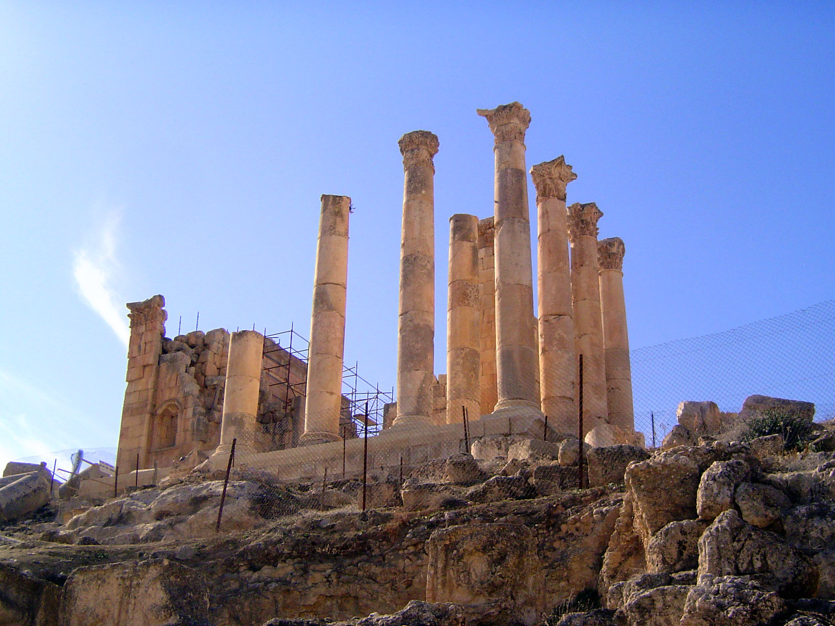 The Temple of Zeus, just inside the gate and atop a knoll overlooking the city's early center. The columns are modern reassemblies, stacked