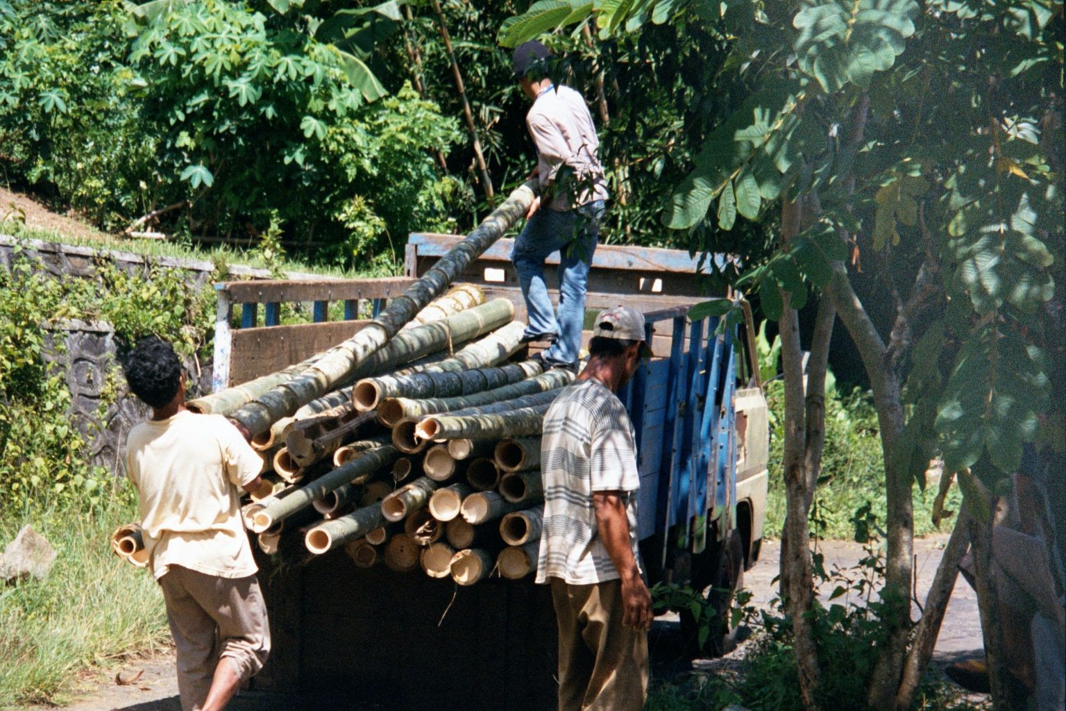 At roadhead, it's loaded on trucks.