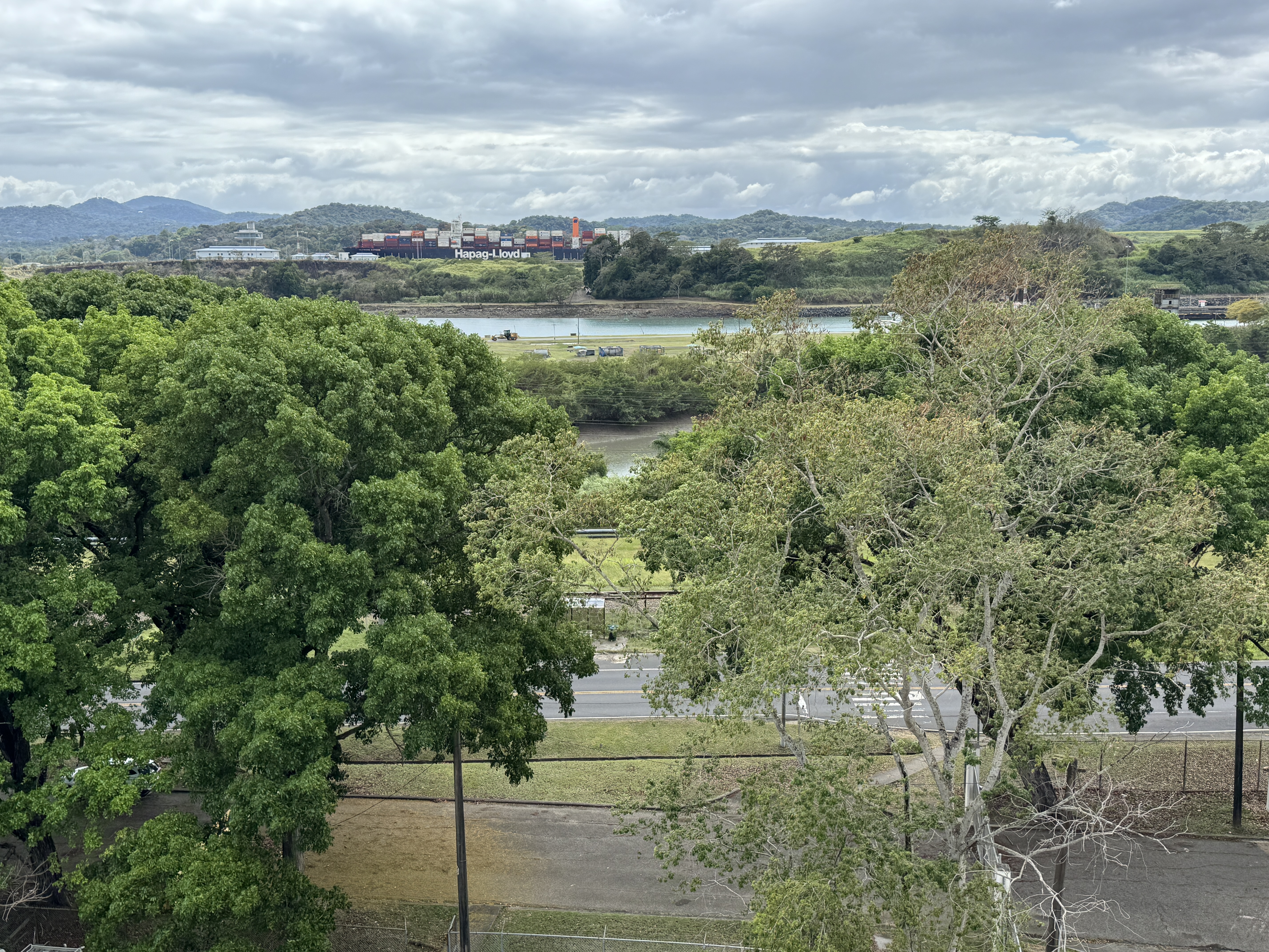 She's moved on, but farther back you can see a container ship approaching the Cocoli Locks, which opened in 2016 as part of a long-planned d